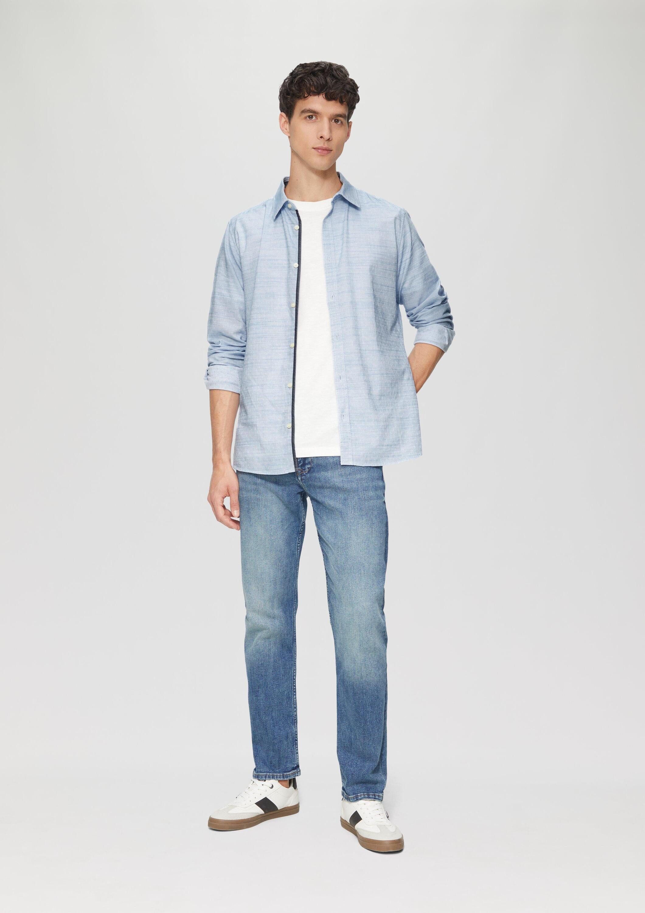 s.Oliver Langarmhemd Hemd Slim Fit: Strukturiertes Hemd mit Kentkragen