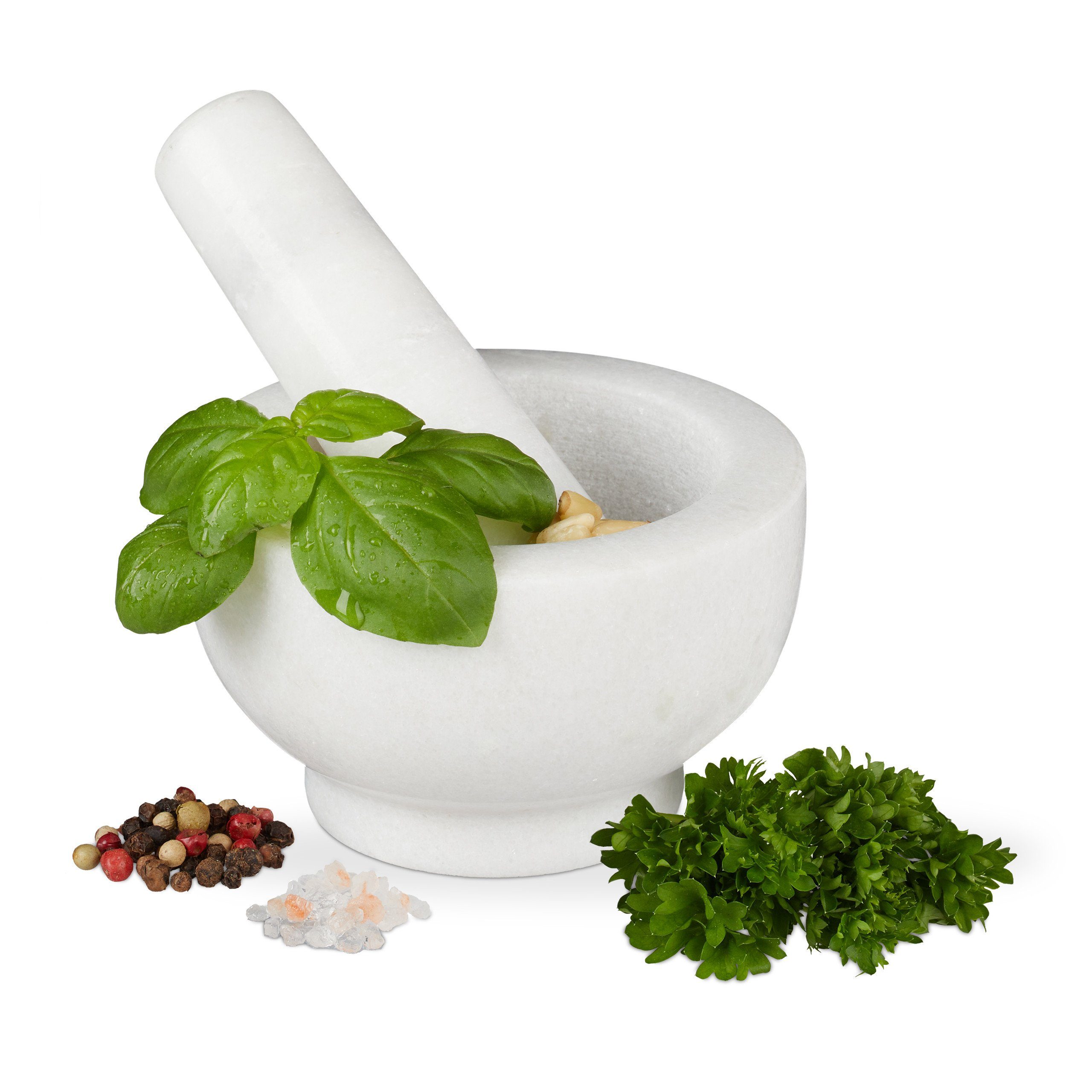 relaxdays Mörser Marmor Mörser mit Stößel klein. Reduzierter Preis € 13,99. Unverbindliche Preisempfehlung € 29,99