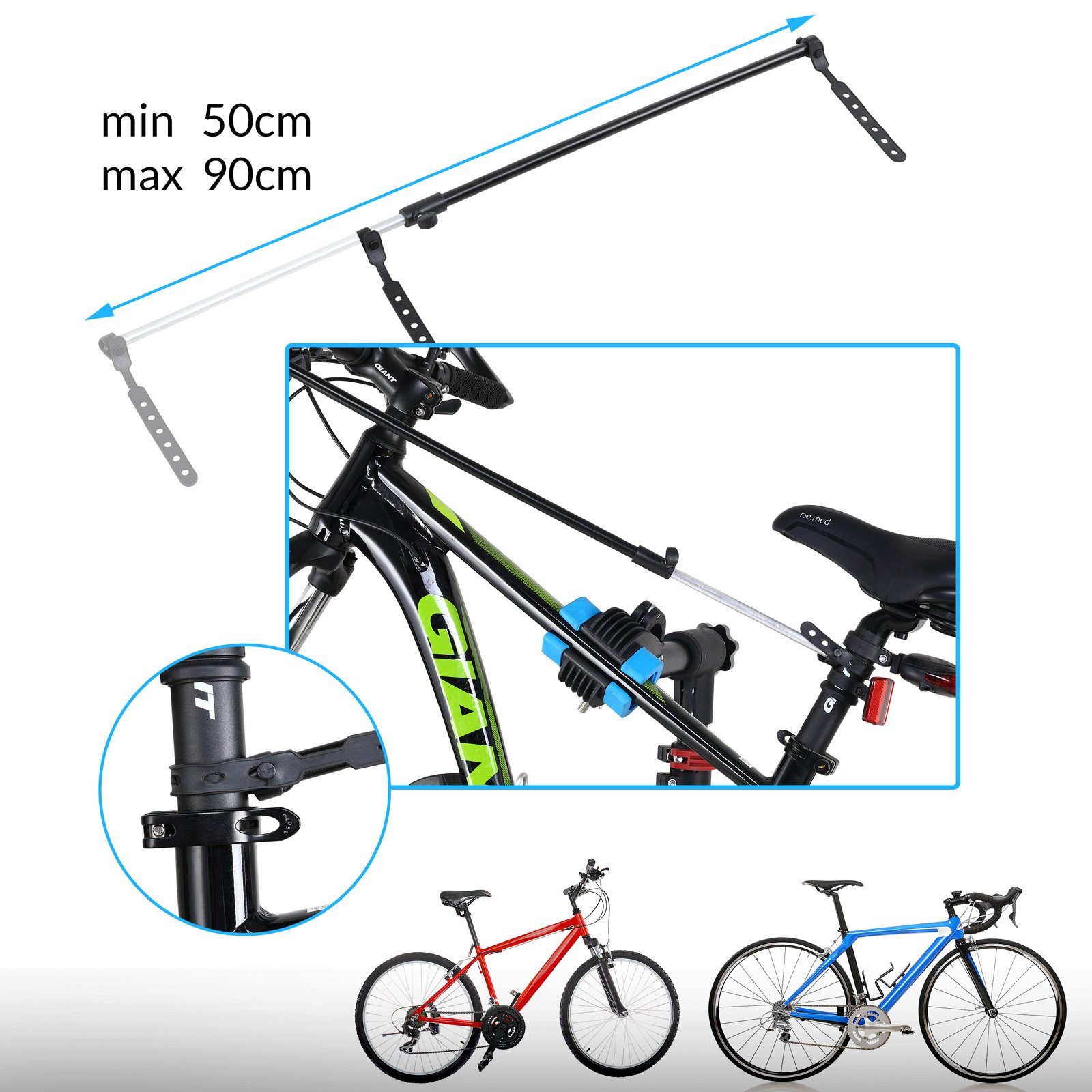 Rahmen Fahrrad-Montageständer, monzana 108-190cm Höhenverstellbar MZH190 Klappbar 25-60mm
