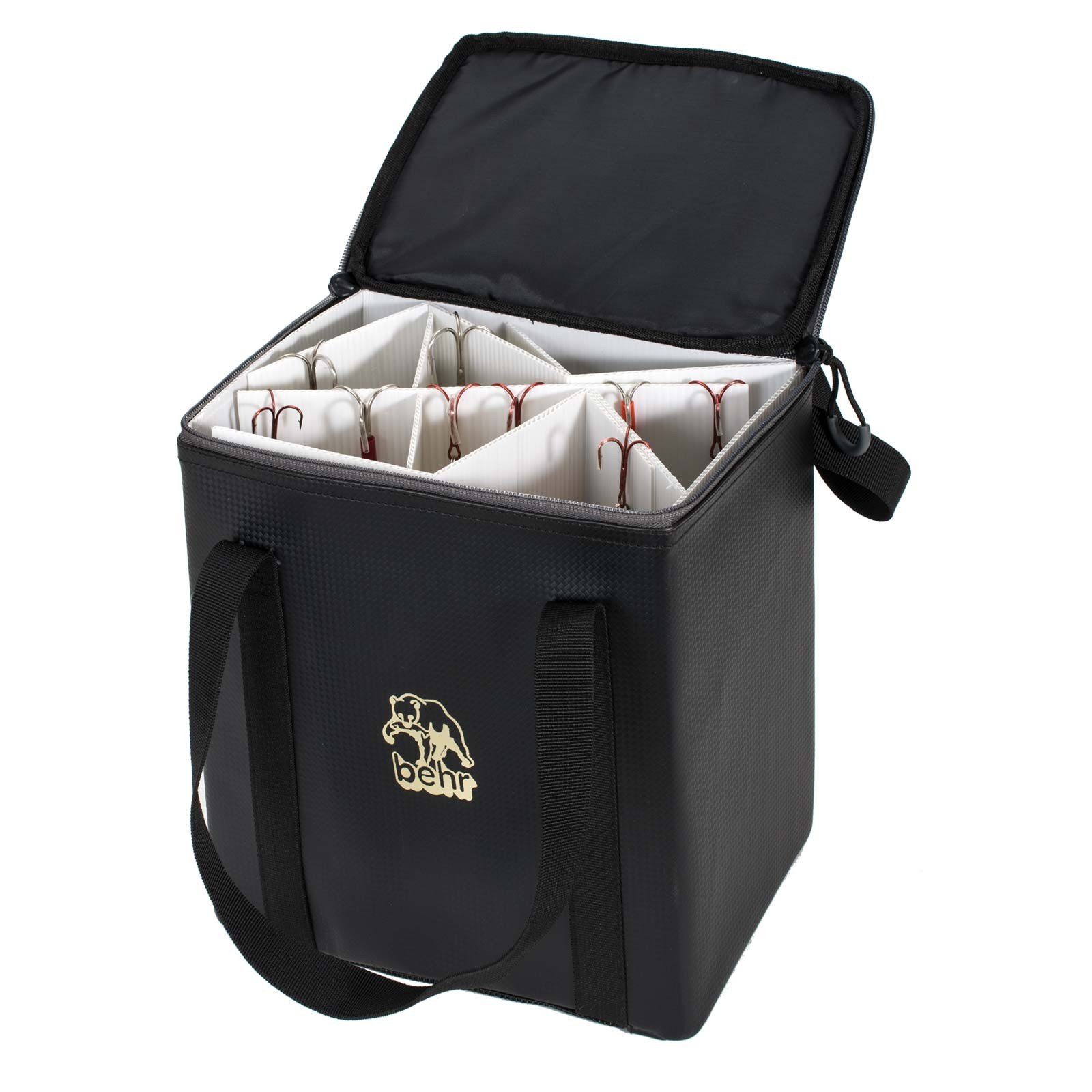 Behr Angelkoffer, schwarz Kunstköder & Tasche – Deluxe Caddy Pilker