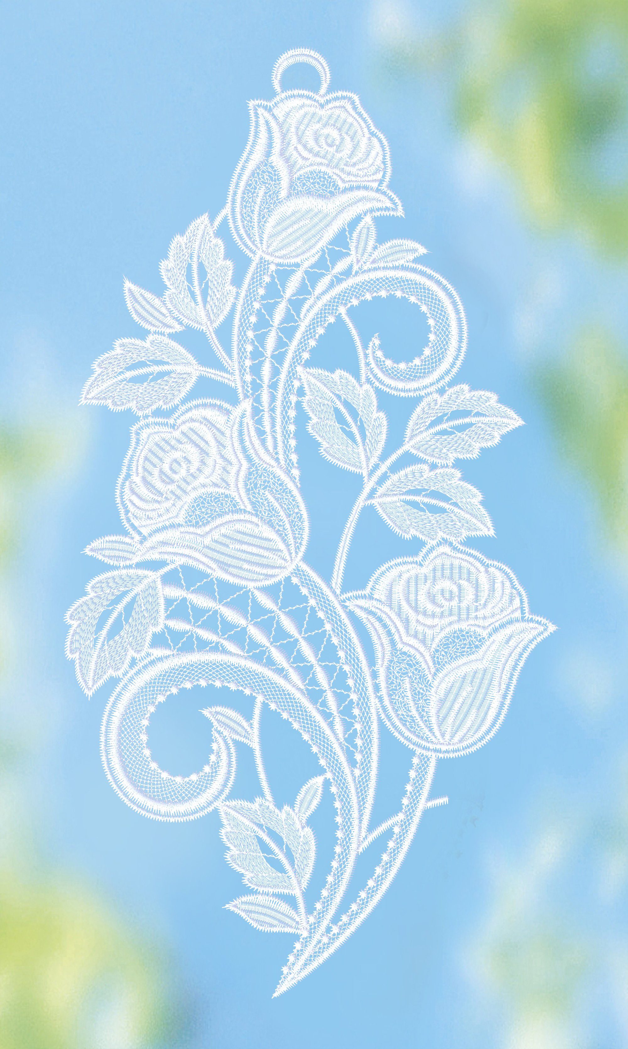 Plauener Spitze® Fensterbild Rosenranke, HxB 34x22cm günstig online kaufen