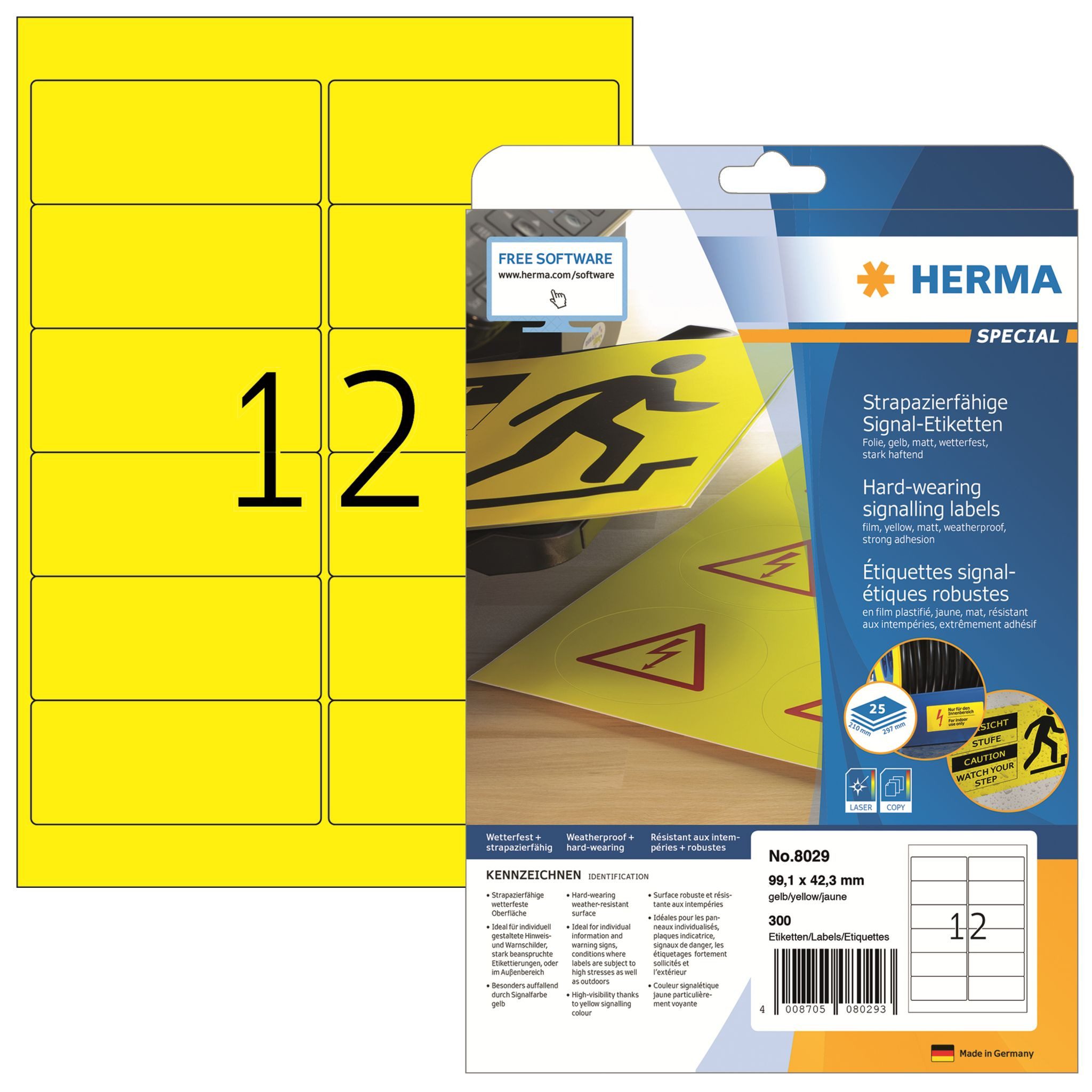 HERMA Etikett Herma Signal-Etiketten stark haftend wetterfest 99,1 x 42,3 mm Folie