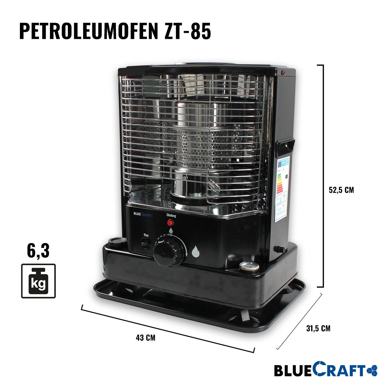 BlueCraft Petroleumheizung Petroleumofen Dochtofen + Petroleum 20 Liter mob günstig online kaufen