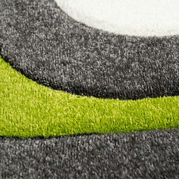 Teppich Teppich mit Wellendesign, pflegeleicht, in grün weiß& grau, Carpetia, rechteckig, Allergiker-freundlich, strapazierfähig, Fußbodenheizung geeignet