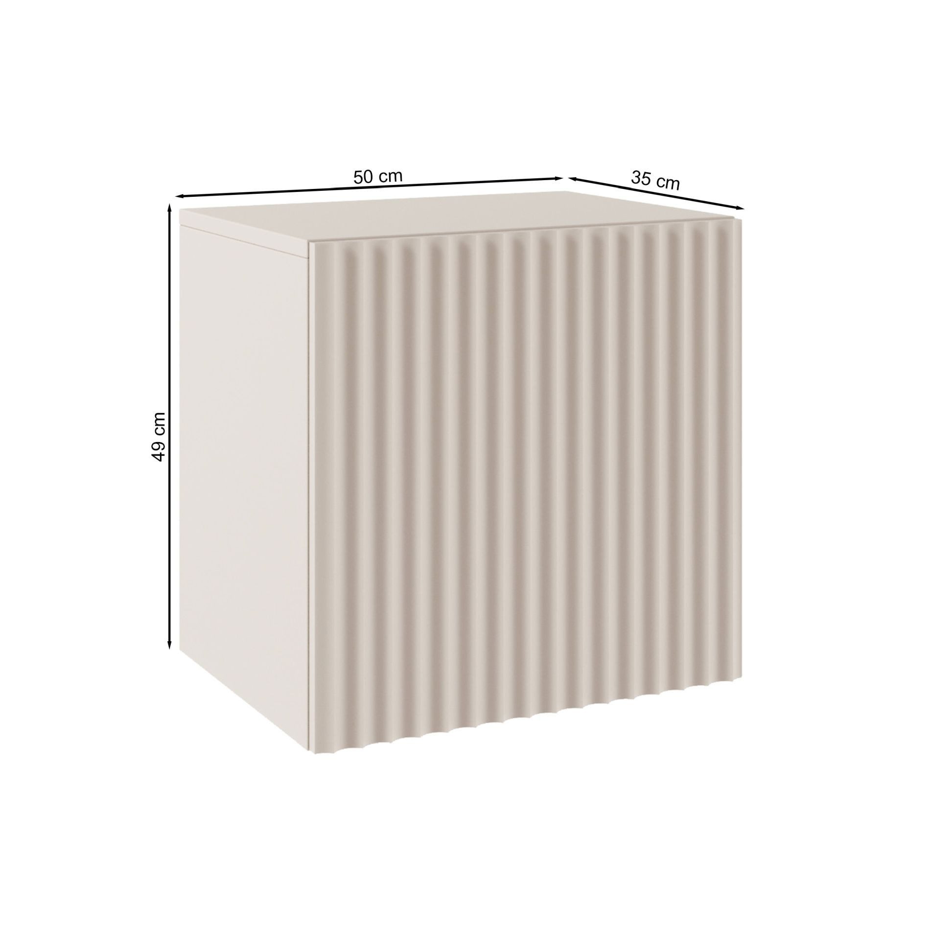 Selsey Nachttisch SUDS, Nachttisch in Kaschmirbeige mit Lamellenfront und Push-to-Open