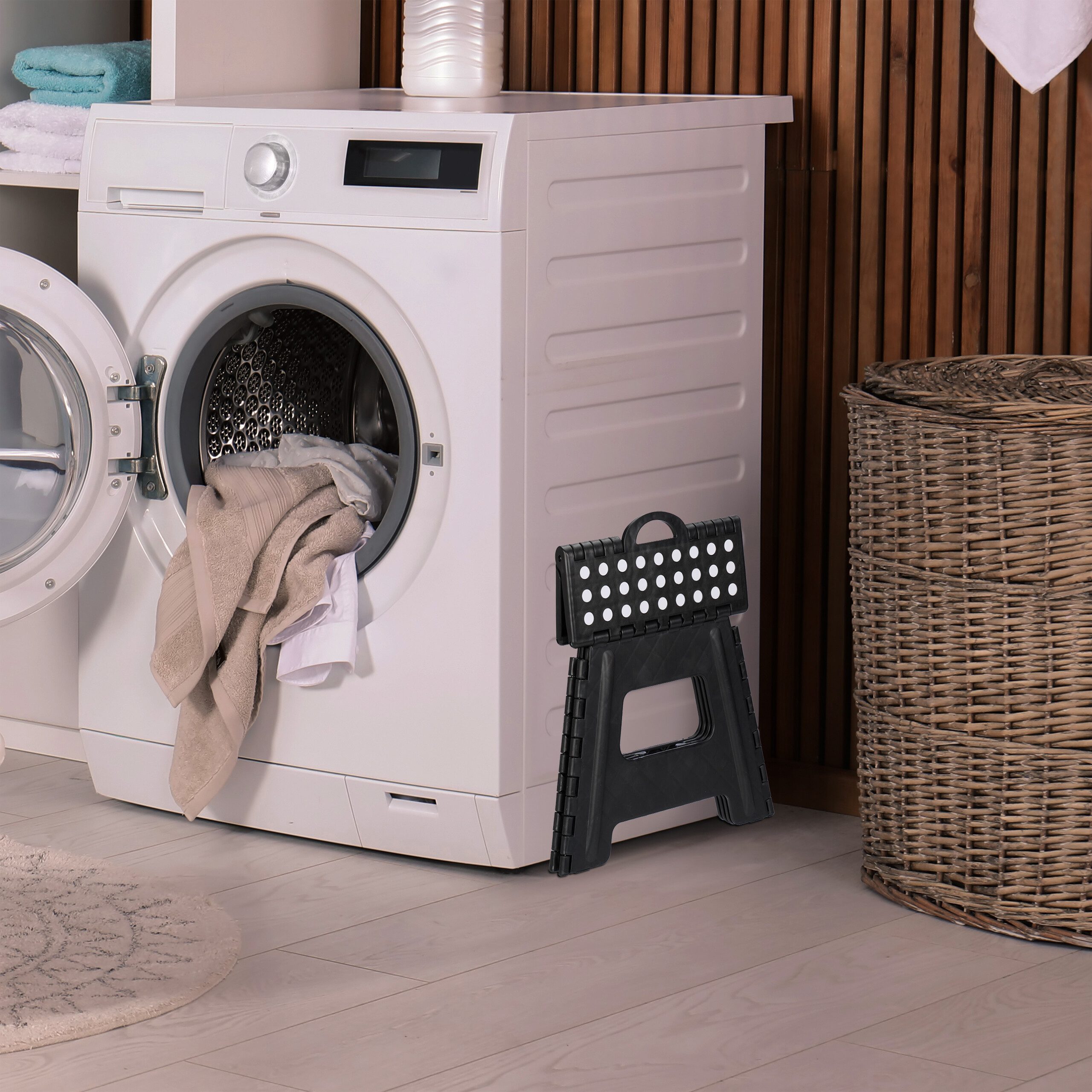 relaxdays Sitzhocker Klapphocker faltbar L, Schwarz günstig online kaufen