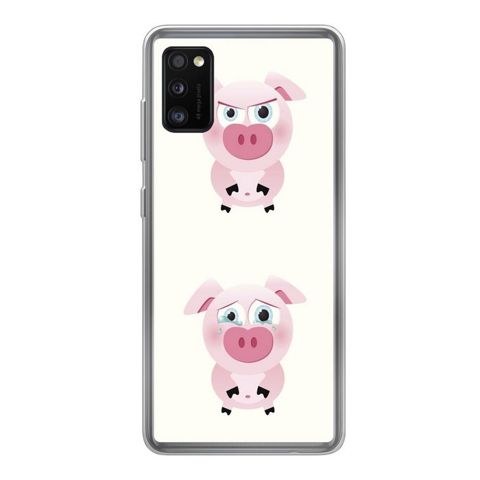MuchoWow Handyhülle Eine Illustration von sechs kleinen Schweinen Handyhülle Samsung Galaxy A41 Smartphone-Bumper Print Handy