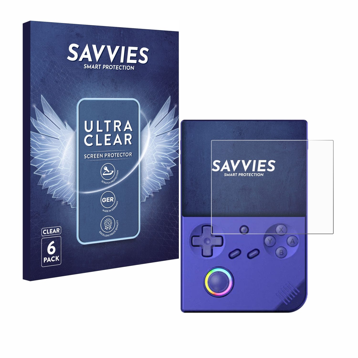 Savvies Displayschutzfolie Schutzfolie für Anbernic RG40XXV, 6 Stück, Displayschutz Schutz Folie Klar Transparent