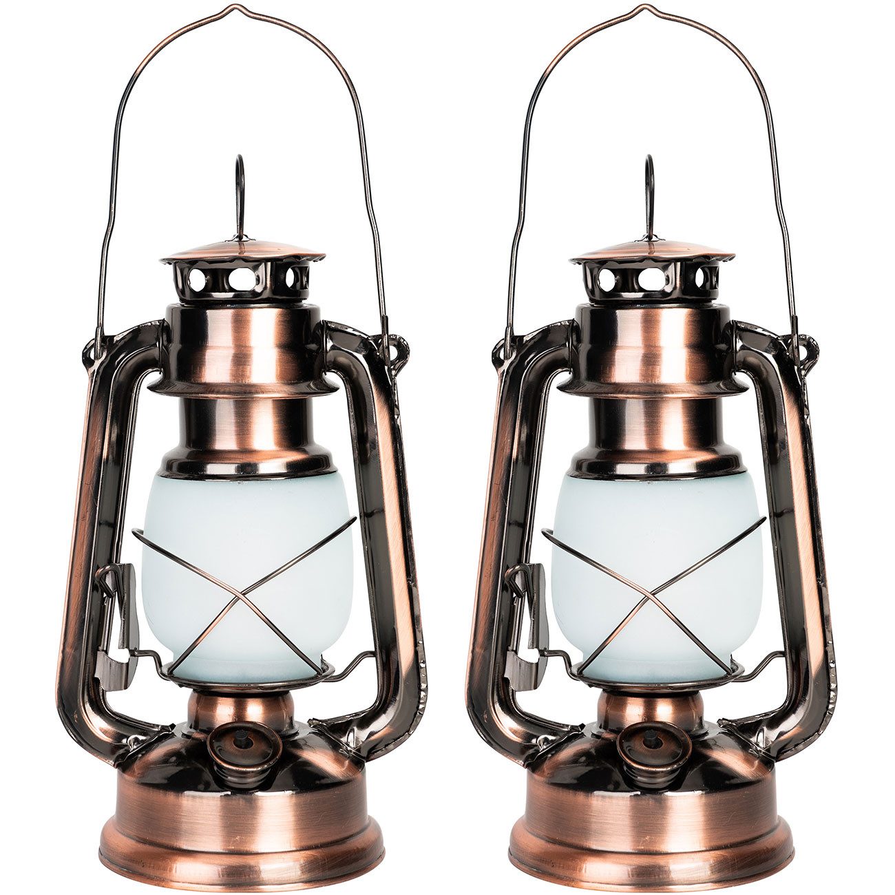 Casativo LED Laterne Retro LED-Sturmlaterne 25cm mit Flammen-Optik Ø15 x H25 cm Batterie, LED fest integriert, Batteriebetrieb, Bronzelook, zum Aufhängen, Tragegriff&Ring