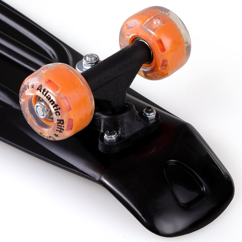 monzana Skateboard mit LED-Rollen, Monzana Skateboard 22 Zoll ABEC 7 Retro Pennyboard 100kg belastbar