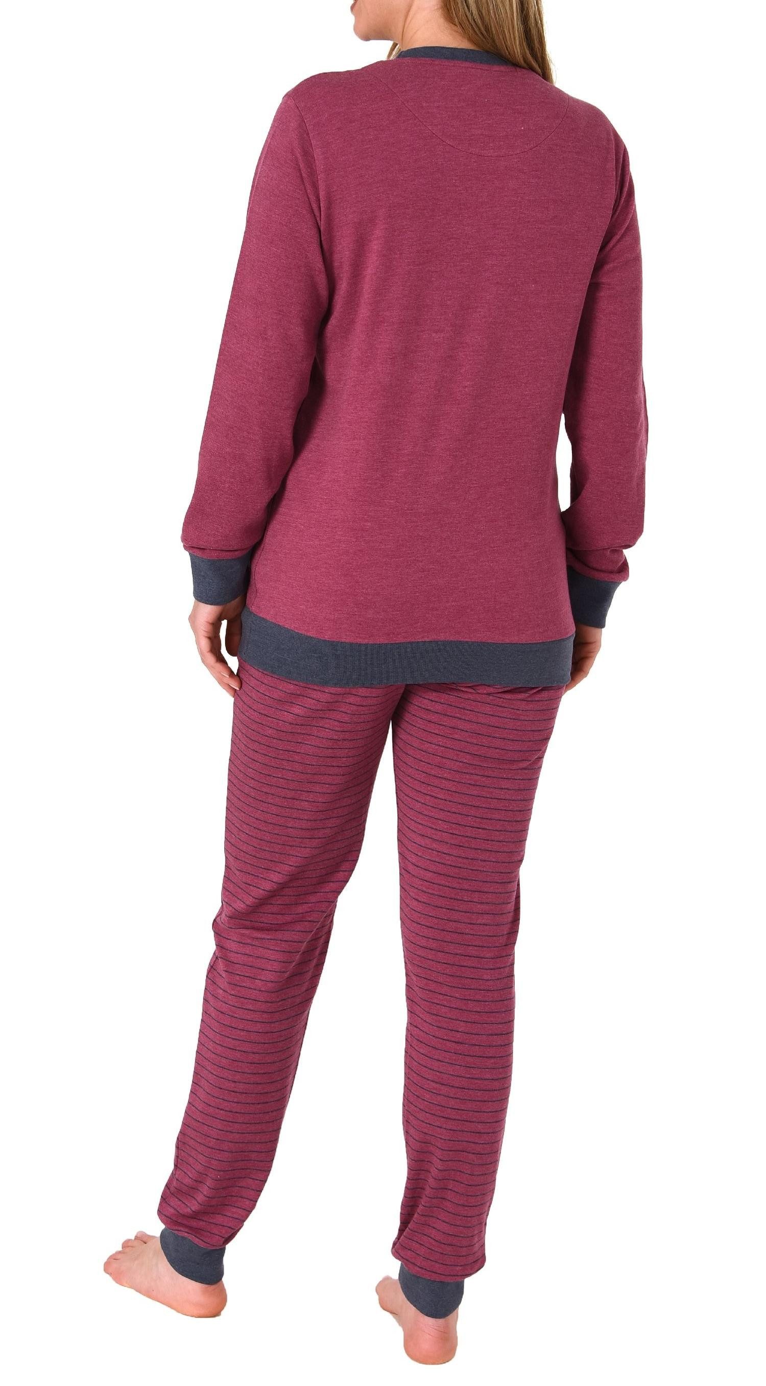 Normann Pyjama Kuscheliger Interlock Damen Pyjama mit Bündchen und Sternenmotiv