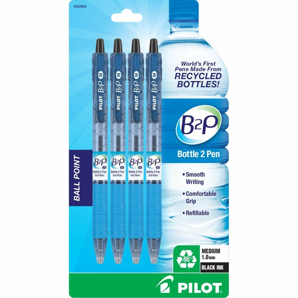 Gelschreiber Pilot B2P Ecoball Kugelschreiber Flow Pack - Mittel - Blau - 4 Stück