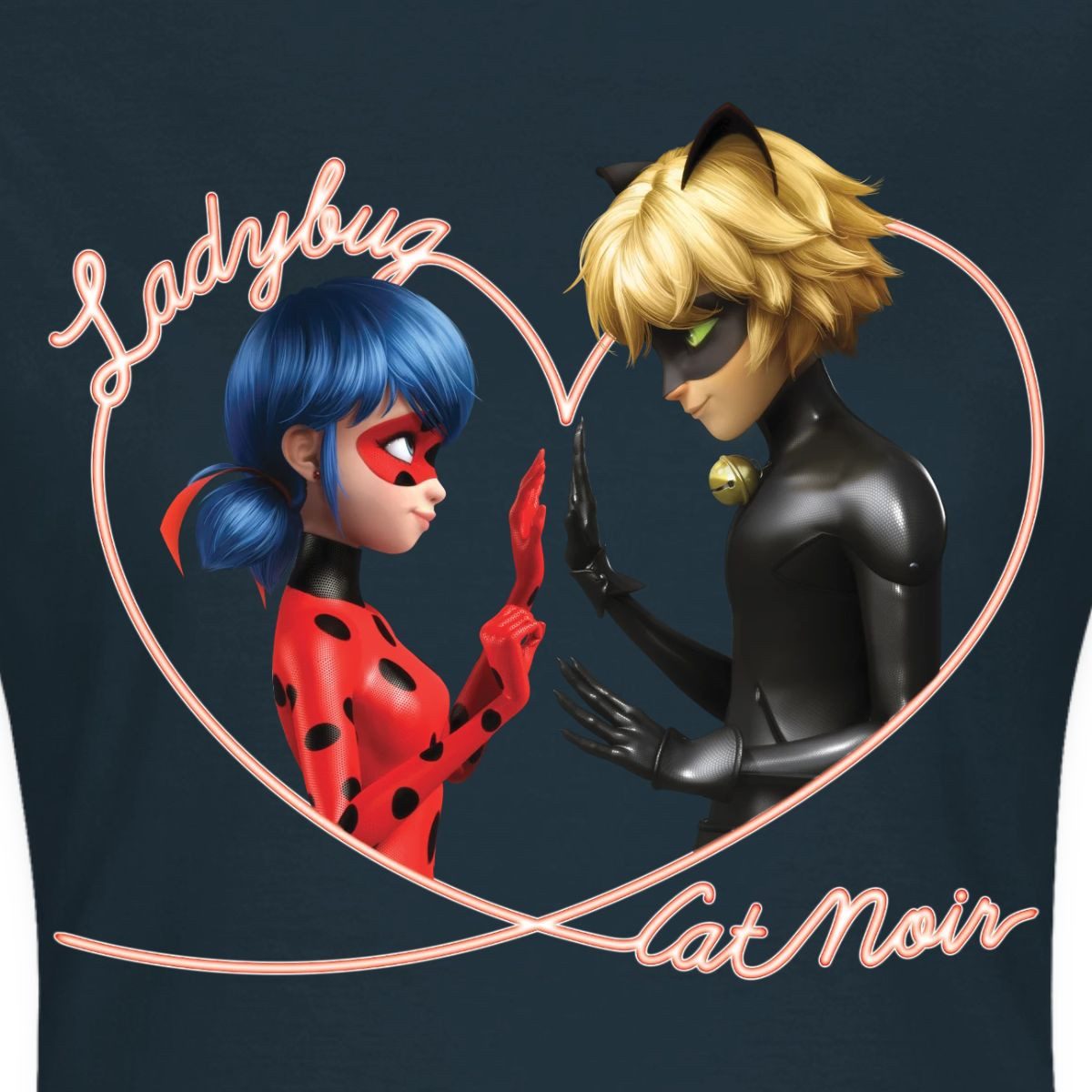 Spreadshirt T-Shirt Miraculous Ladybug Und Cat Noir Herz Frauen T-Shirt (1-tlg) Slim Fit, fällt klein aus