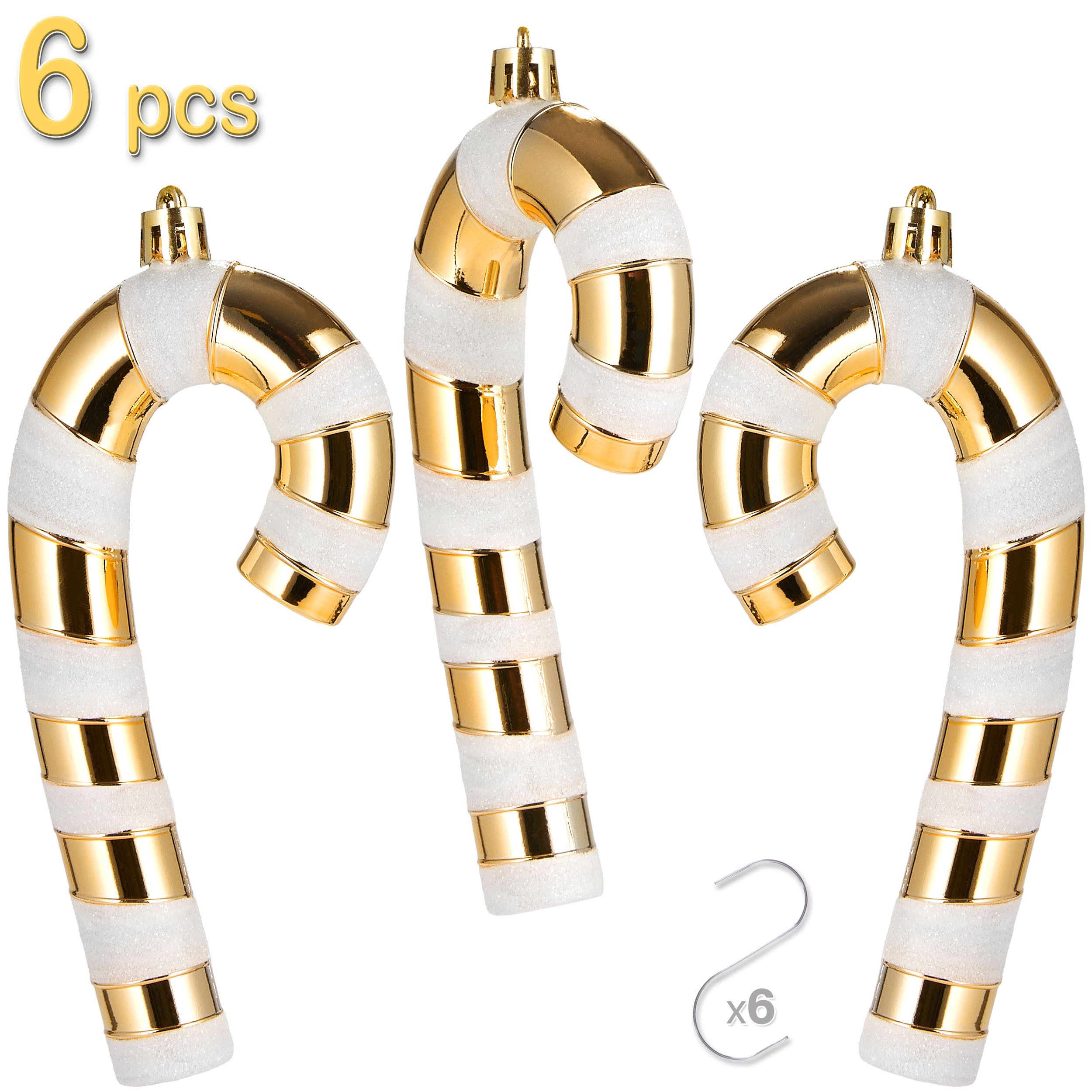 BRUBAKER Christbaumschmuck Baumschmuck Zuckerstangen - 6x Weihnachtsbaumschmuck zum Hängen (6-tlg), 14 cm Glitzer Weihnachtsdeko Anhänger aus bruchsicheren Kuns – Bild 3 von 5