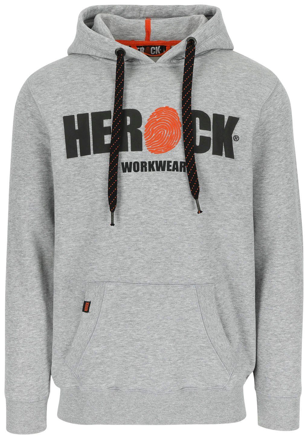 angenehm sehr Herock®-Aufdruck, und weich Mit HERO Herock Hoodie grau Kangurutasche,