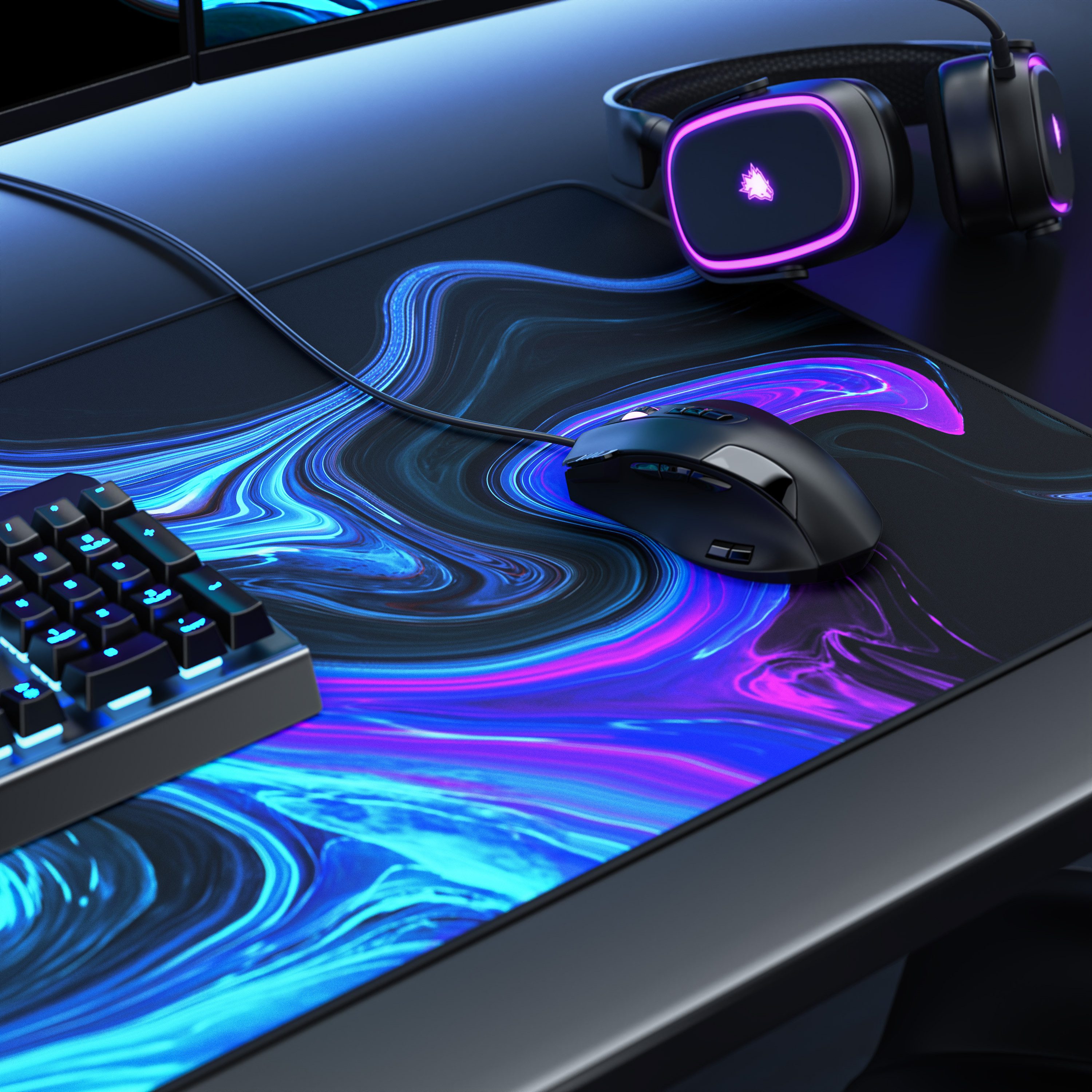 Titanwolf Gaming Mauspad XXL Speed Mousepad 900 x 400 x 3 mm, Schreibtischauflage, abwaschbar (1-St), rutschfeste Rückseite, Geschwindigkeit & Präzision, Blue L – Bild 5 von 5
