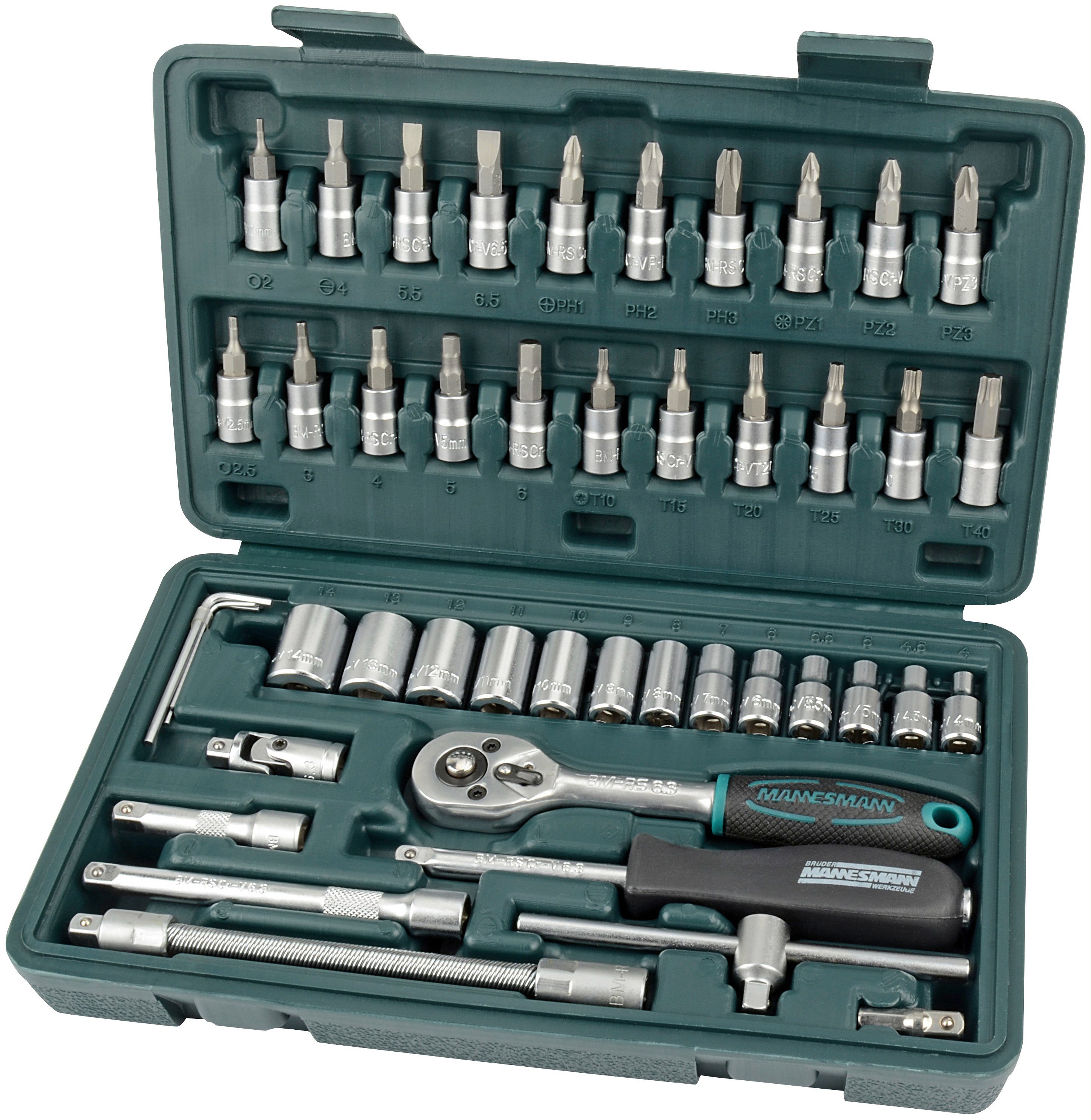 46-tlg. Steckschlüssel 1/4" (Set), Brüder Werkzeuge Mannesmann