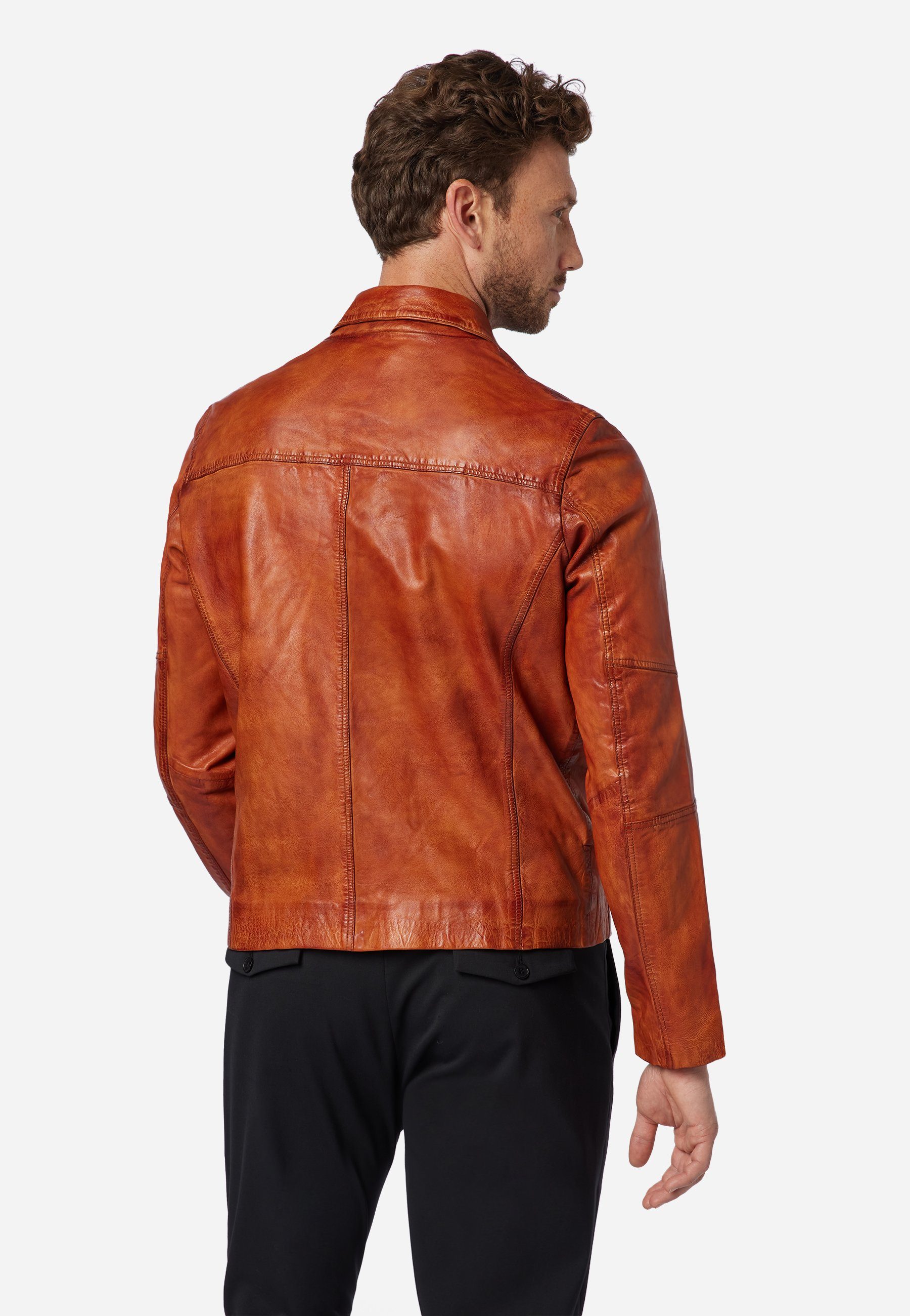 RICANO Lederjacke Shelby im Klassik-Stil mit Polokragen und simplistischem Design