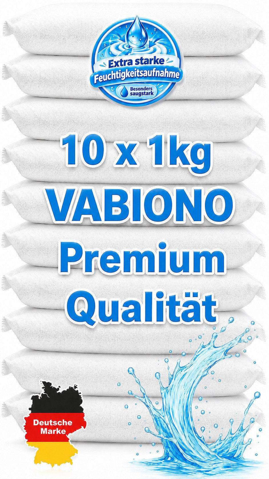 VABIONO Luftentfeuchter-Nachfüllpack 10 x 1 kg für Granulat Luftentfeuchter, für Feuchtigkeitskiller gegen Schimmel, Geruchsneutral, Set, KOSTENLOSER VERSAND
