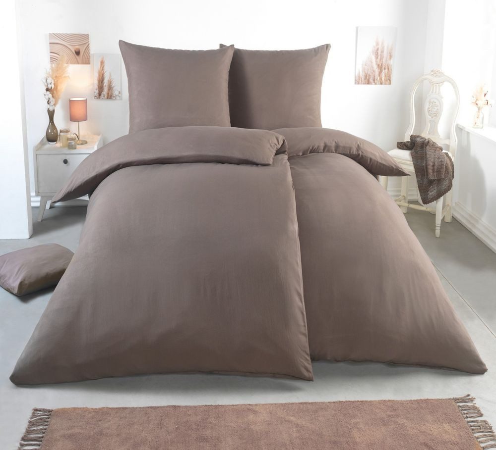 Malika Wendebettwäsche 2x 135x200 + 2x 80x80 cm atmungsaktiver Bettbezug, einfarbig, Mikrofaser, 4 teilig, Für Allergiker geeignet, pflegeleicht, angenehm weicher Stoff