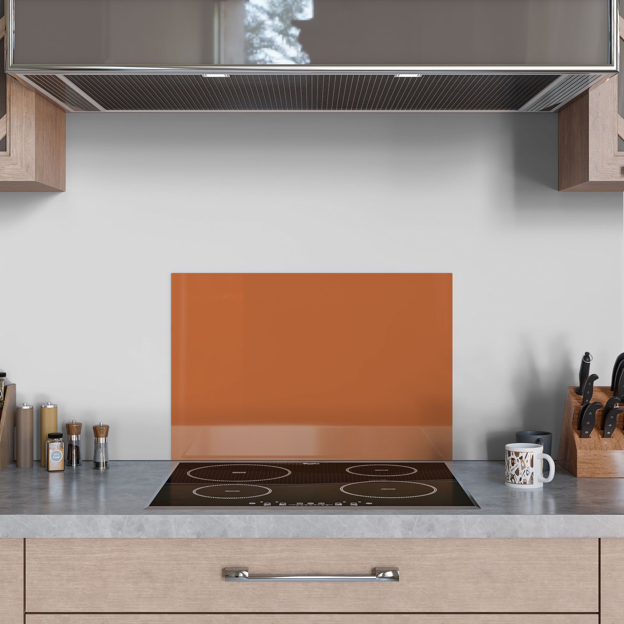 Herdblende Küchenrückwand Spritzschutz DEQORI Terrakotta', Badrückwand 'Unifarben Glas -