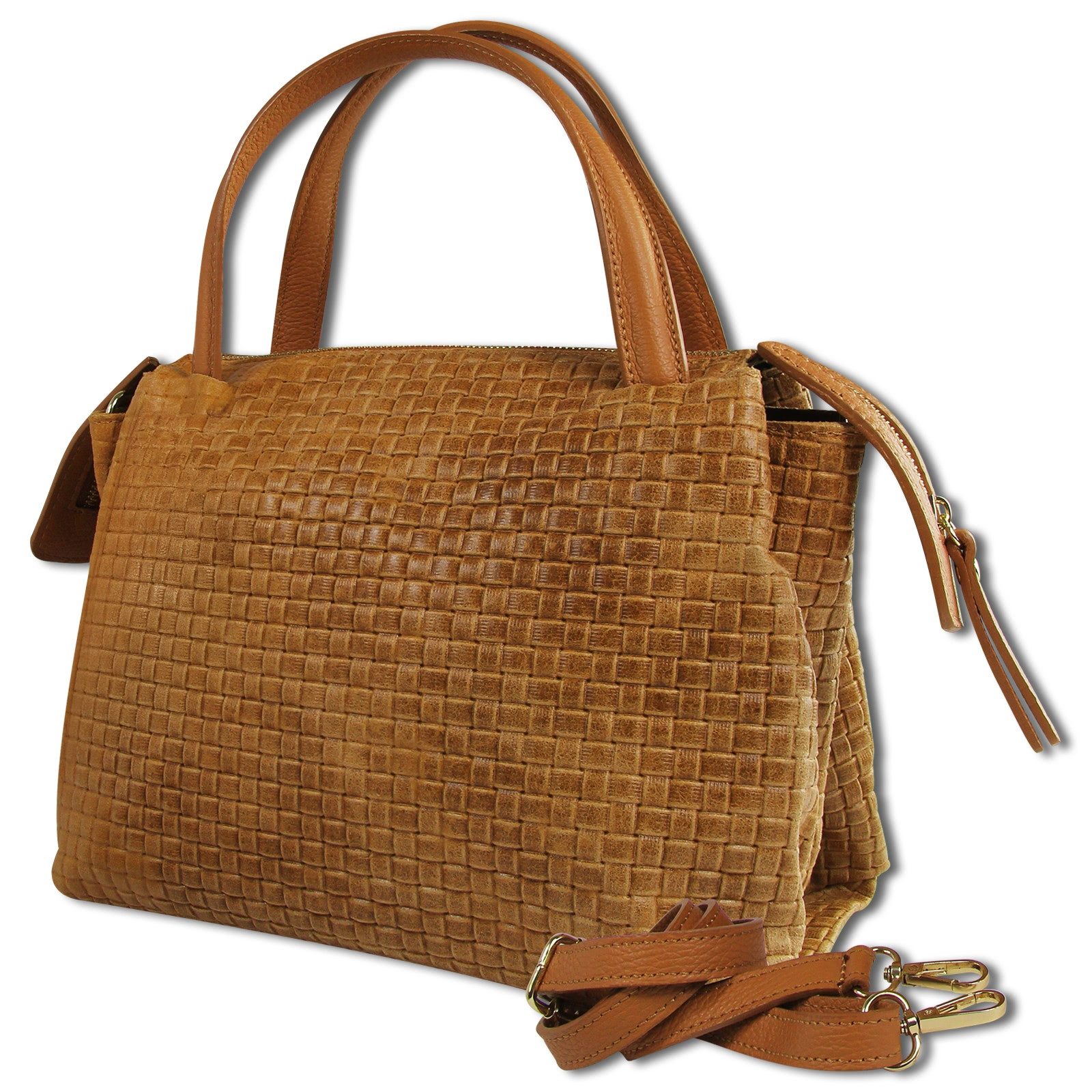 Toscanto Umhängetasche Toscanto Damen Umhängetasche Leder (Umhängetasche), Damen Leder Umhängetasche, braun ca. 30cm