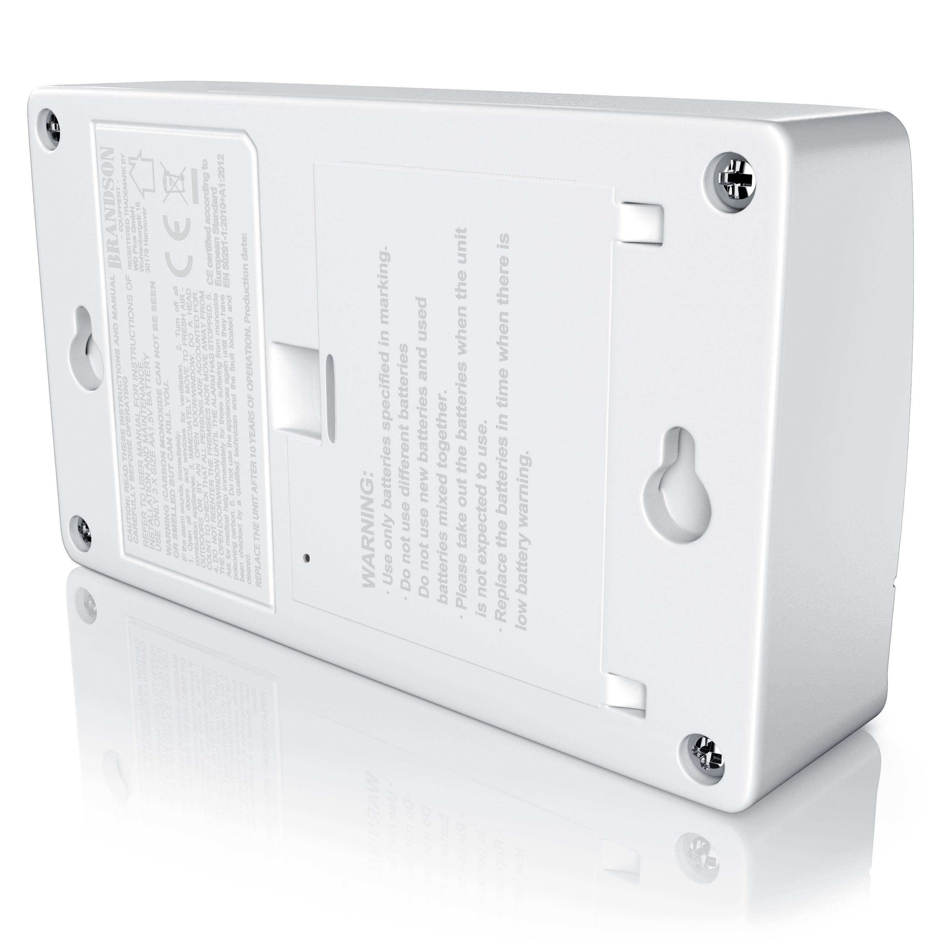 Brandson Kohlenmonoxidmelder mit LCD-Display - CO Melder mit Figaro-Gassensor CO-Melder (mit Langzeitmessung und Alarm, für Wohnung, Haus und Camping) – Bild 4 von 5