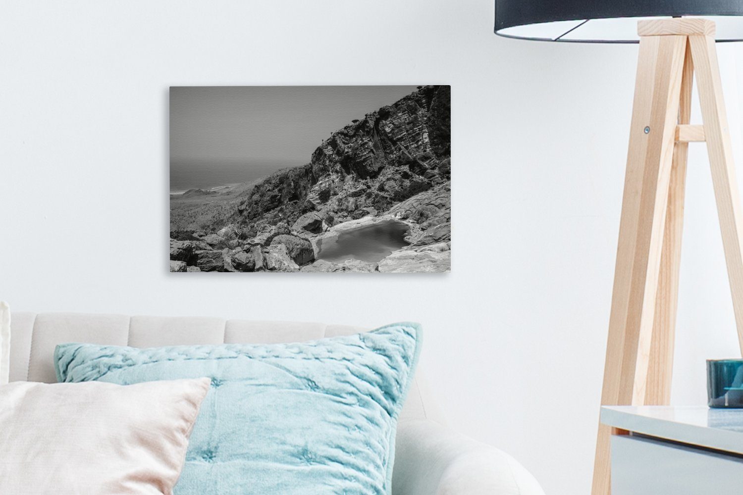 Meer in Leinwandbild - Homhil-Schutzgebiet Aufhängefertig, Wandbild Teich St), cm Wanddeko, schwarz-weiß, am Asien OneMillionCanvasses® Leinwandbilder, im 30x20 (1
