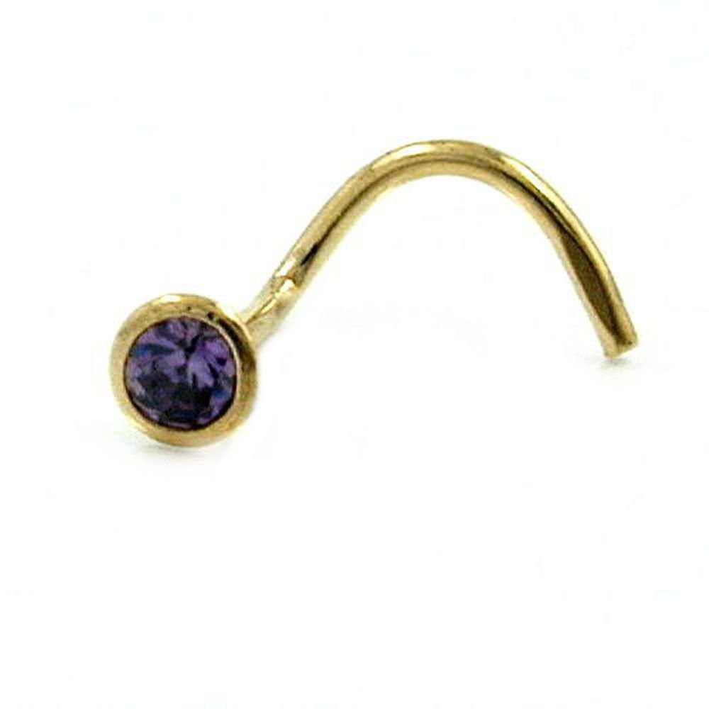 lila-violett GOLD 2,5mm Nasenstecker Zirkonia 18Kt Spirale Gallay mit Nasenpiercing