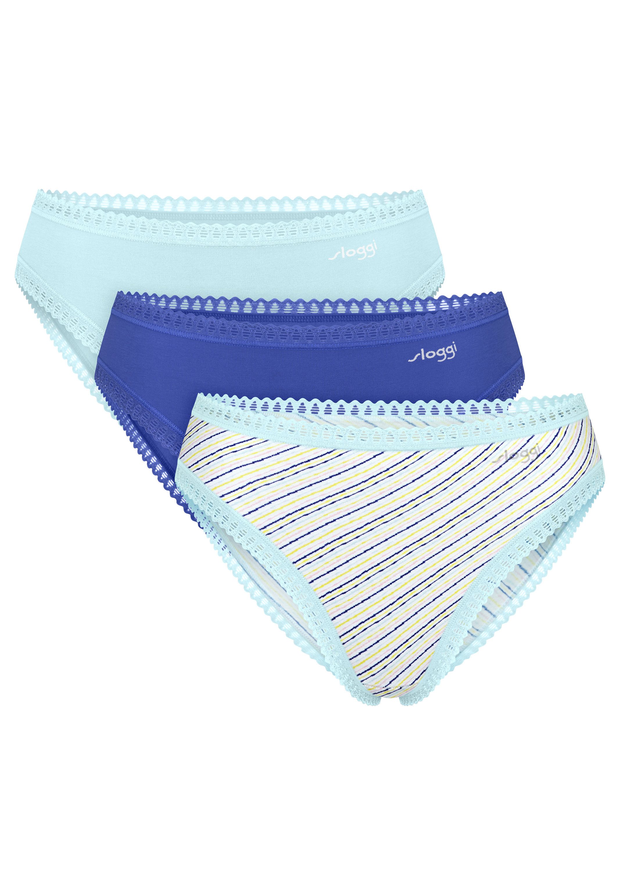 sloggi Midislip 3er Pack GO Crush (Spar-Set, 3-St) Slip - Baumwolle - Atmungsaktiv - Komfortabel und atmungsaktiv