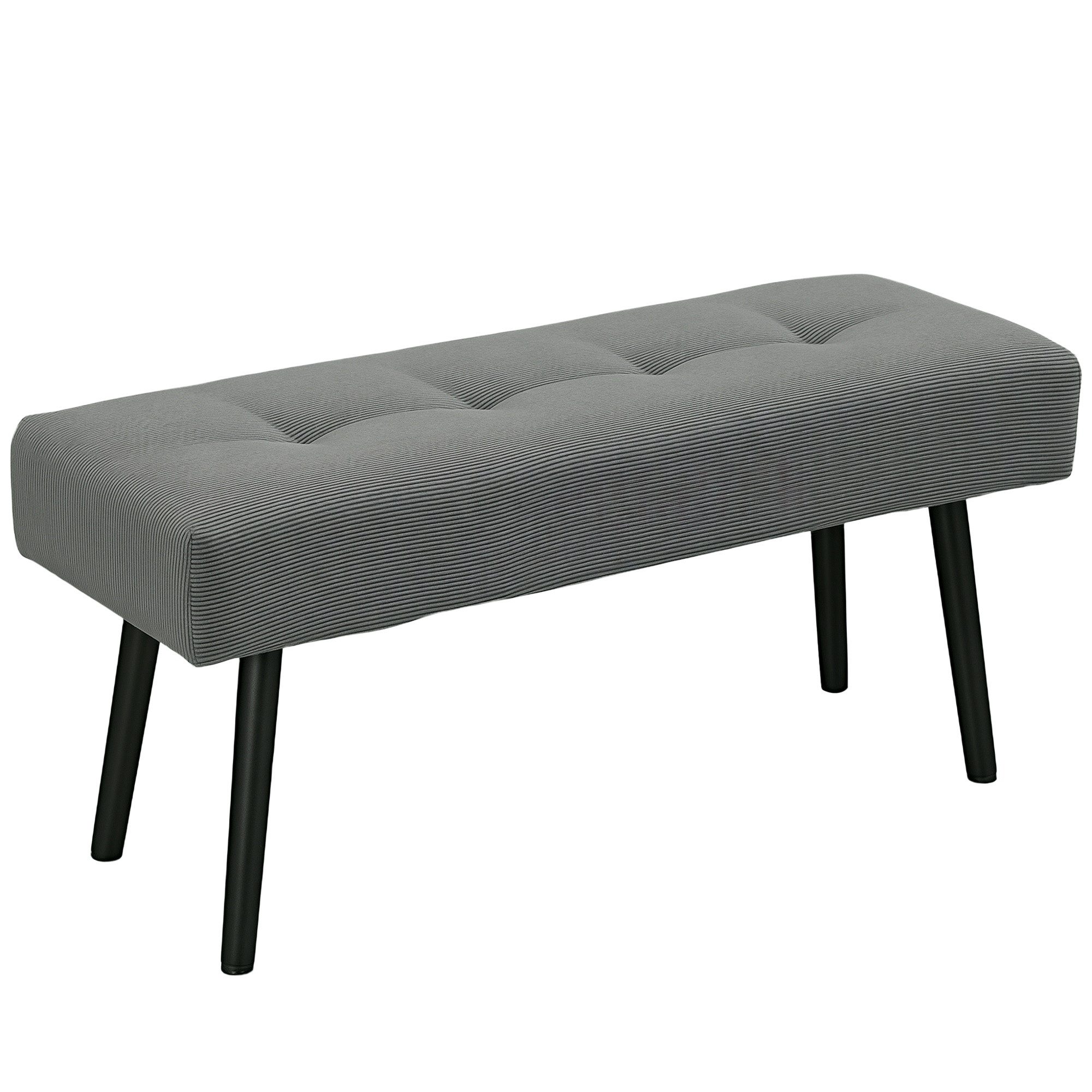 HOMCOM Polsterbank Sitzbank mit Cordbezug, Metallbeinen, Flurmöbel, 220 kg belastbar (Schuhbank, 1-St., getuftete Bettbank), für Schlafzimmer, Wohnzimmer, Flur  – Bild 2 von 5
