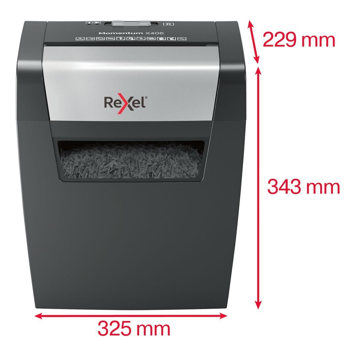 REXEL Aktenvernichter Momentum X406, Partikelschnitt 4x28 mm, Einzelblatt-Einzug, 15 Liter – Bild 2 von 5