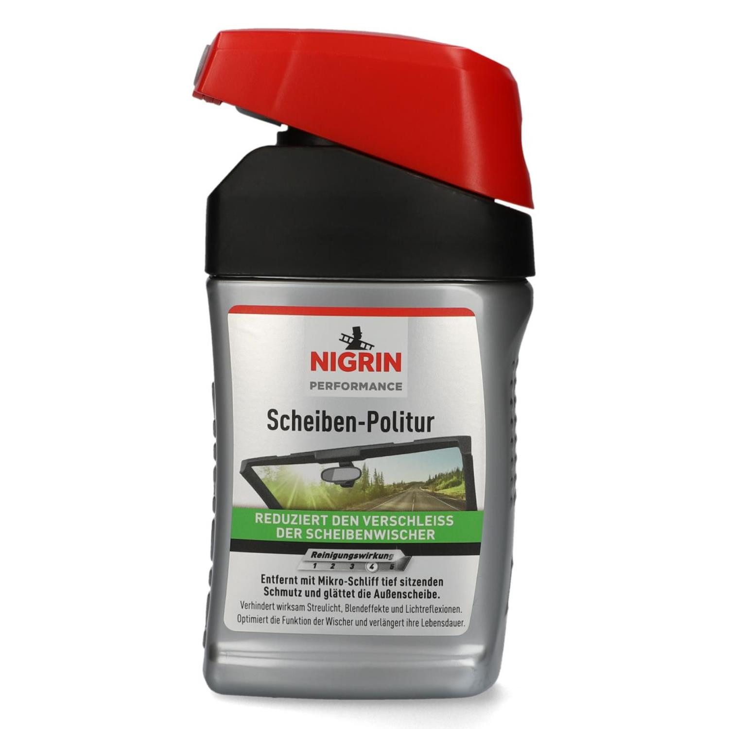 NIGRIN Scheiben-Politur 300ml Auto-Scheibe Glas-Politur Scheibenversiegelung (1 St), Nigrin Scheiben-Politur Reduziert Verschleiß Blendfreie Sicht Schützt