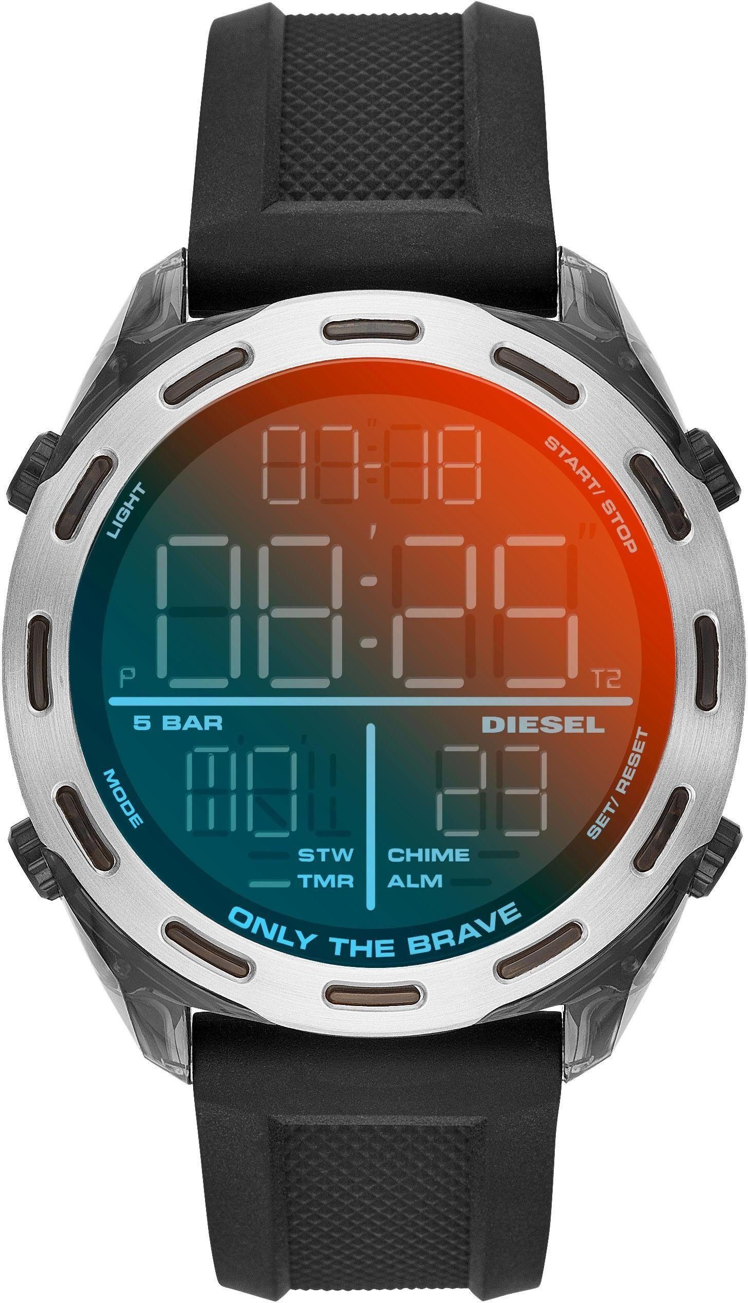 Diesel Chronograph CRUSHER DZ1893, Quarzuhr, Armbanduhr, Herrenuhr, Datum, digitale Anzeige,Stoppfunktion