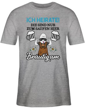 Shirtracer T-Shirt Ich heirate die sind nur zum saufen hier - Bräutigam - Schwarz/Blau - JGA Männer - Herren Premium T-Shirt Junggesellenabschied Herren