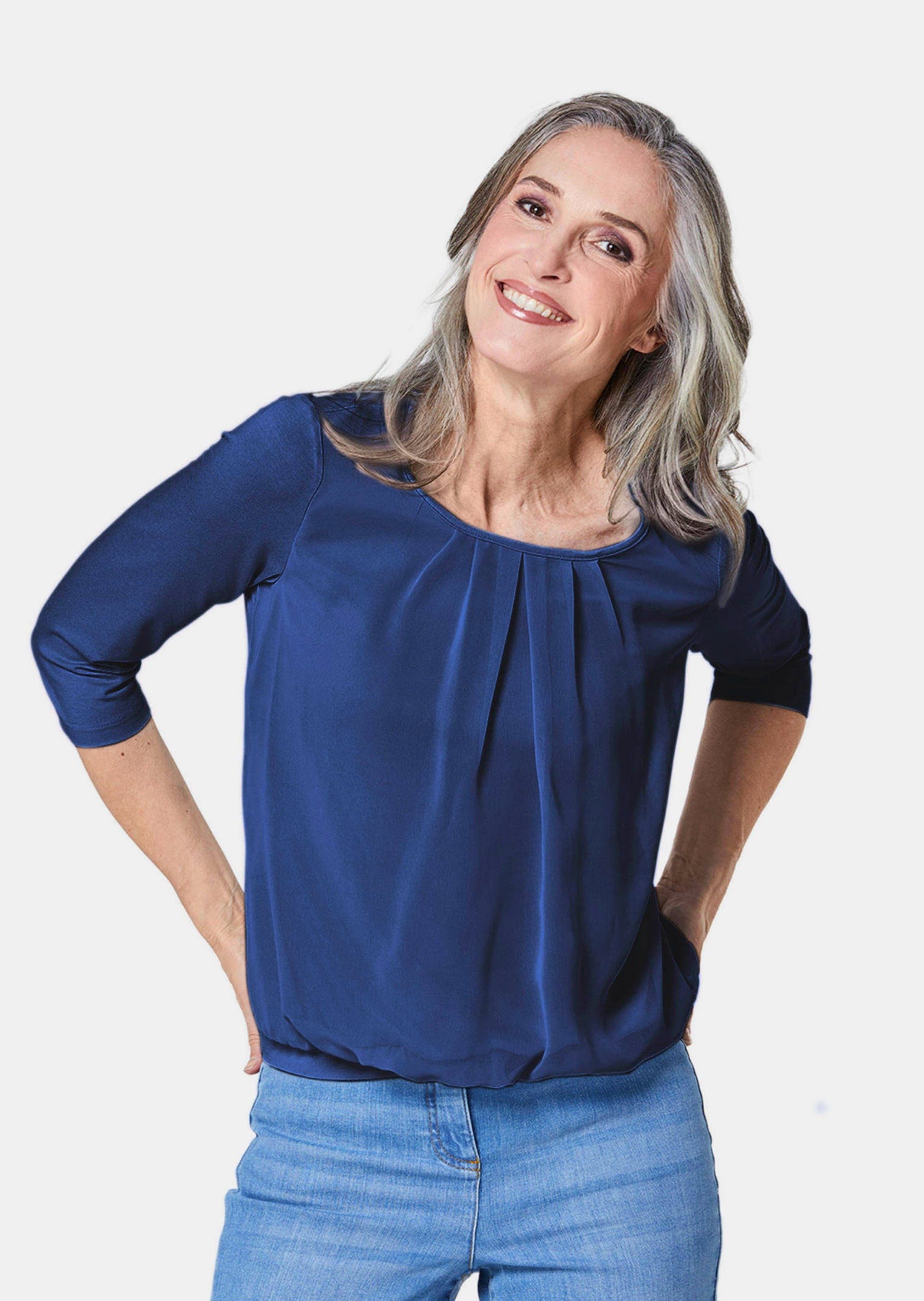 GOLDNER Shirtbluse Chiffon-Shirt mit 3/4-Arm, Rundhals Damen Sommerbluse, H günstig online kaufen