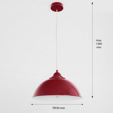 Licht-Erlebnisse Pendelleuchte SANFORD, ohne Leuchtmittel, Hängeleuchte Rot Orange Metall Industrie Stil Esszimmer Lampe