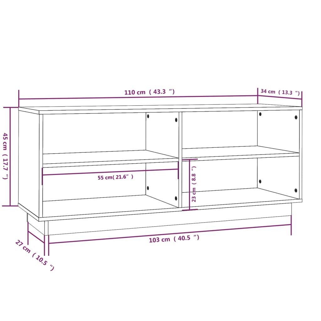 Schuhregal Grau 3013362, in möbelando Kiefer-Massivholz 34x110x45 cm, aus LxBxH: