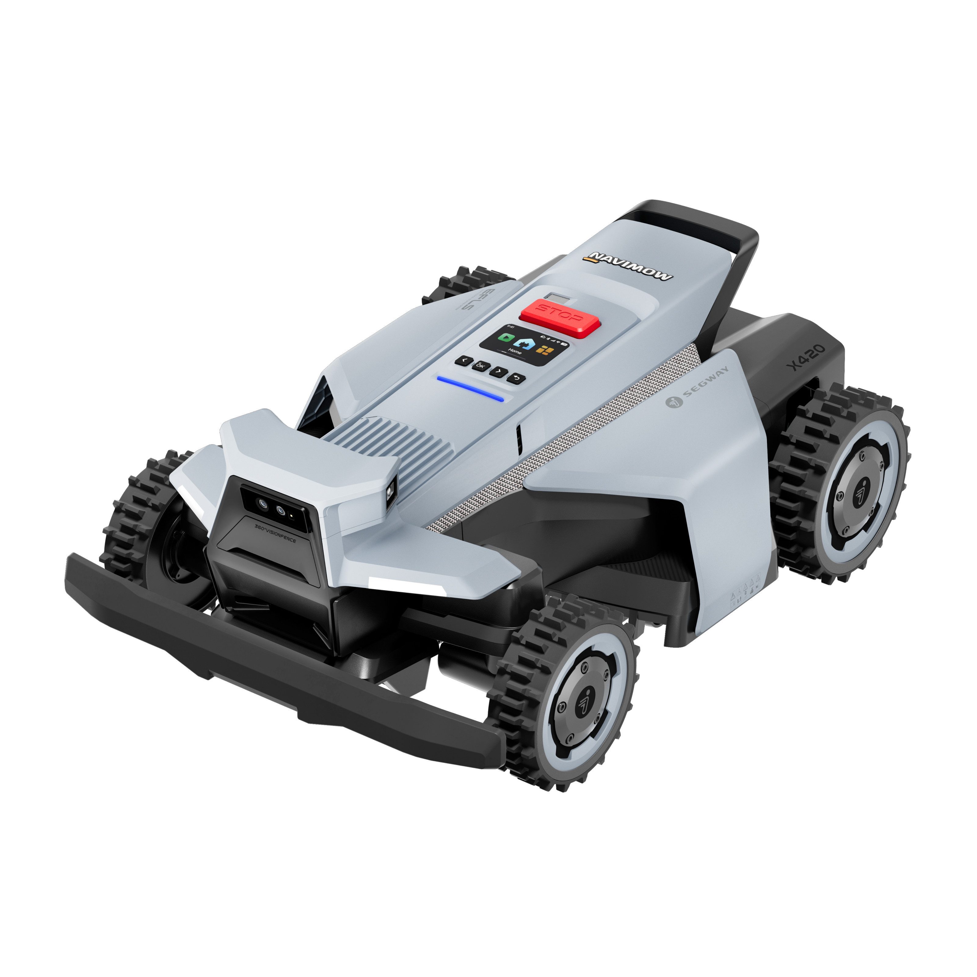 NAVIMOW Rasenmähroboter Segway X420 Mähroboter ohne Begrenzungskabel, bis 2000 m² Rasenfläche, (1-St., Zero-Turn AWD für 84 % Steigungen, NRTK+360° Vision), All-Terrain-Rasenmäher Roboter, Keine RTK-Basisstation