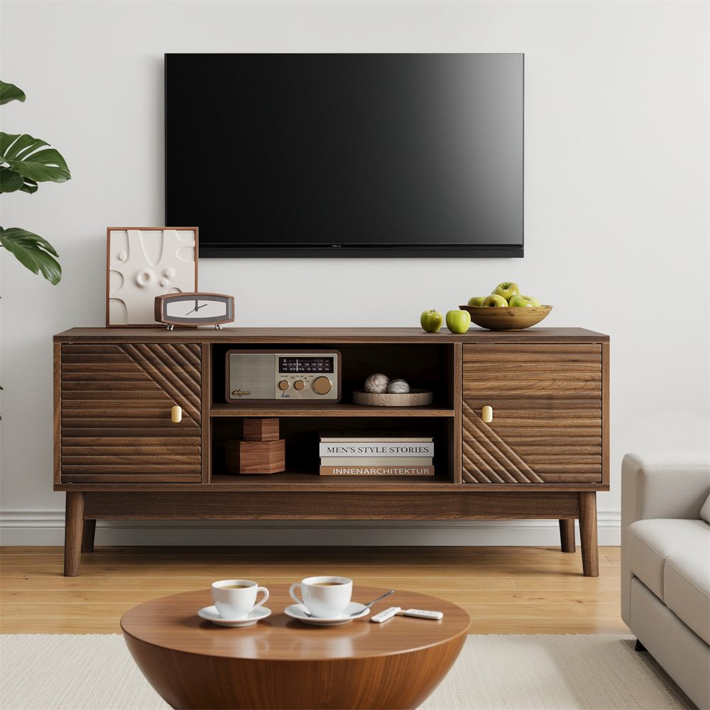 MODFU TV-Schrank Mid-Century Modern TV-Ständer (TV-Ständer für 32/45 Zoll Fernseher, Mid-Century Modern Design mit Stauraum., 1-St., 110 cm L x 40 cm B x 48 cm) mit Stauraum