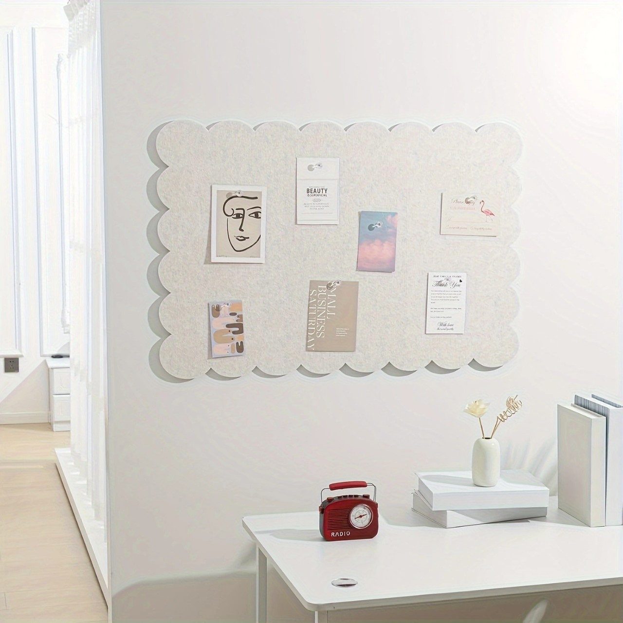 Coonoor Pinnwand gewölbte Filzwand-Pinnwand, Gestreifte Korkpinnwand, Filzf günstig online kaufen