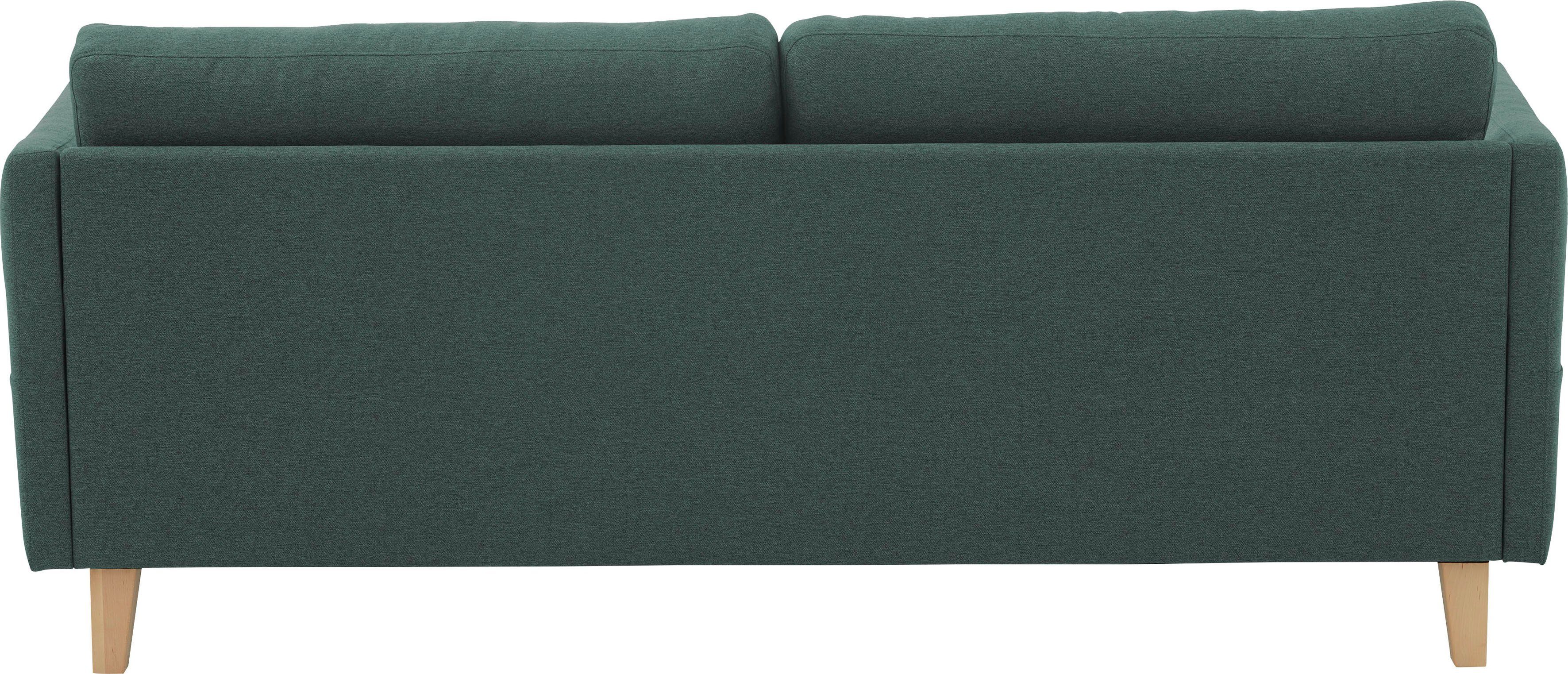 ATLANTIC home Ecksofa Seitentaschen, montierbar, Mailo, collection Massivholzfüße beidseitig grün mit Recamiere