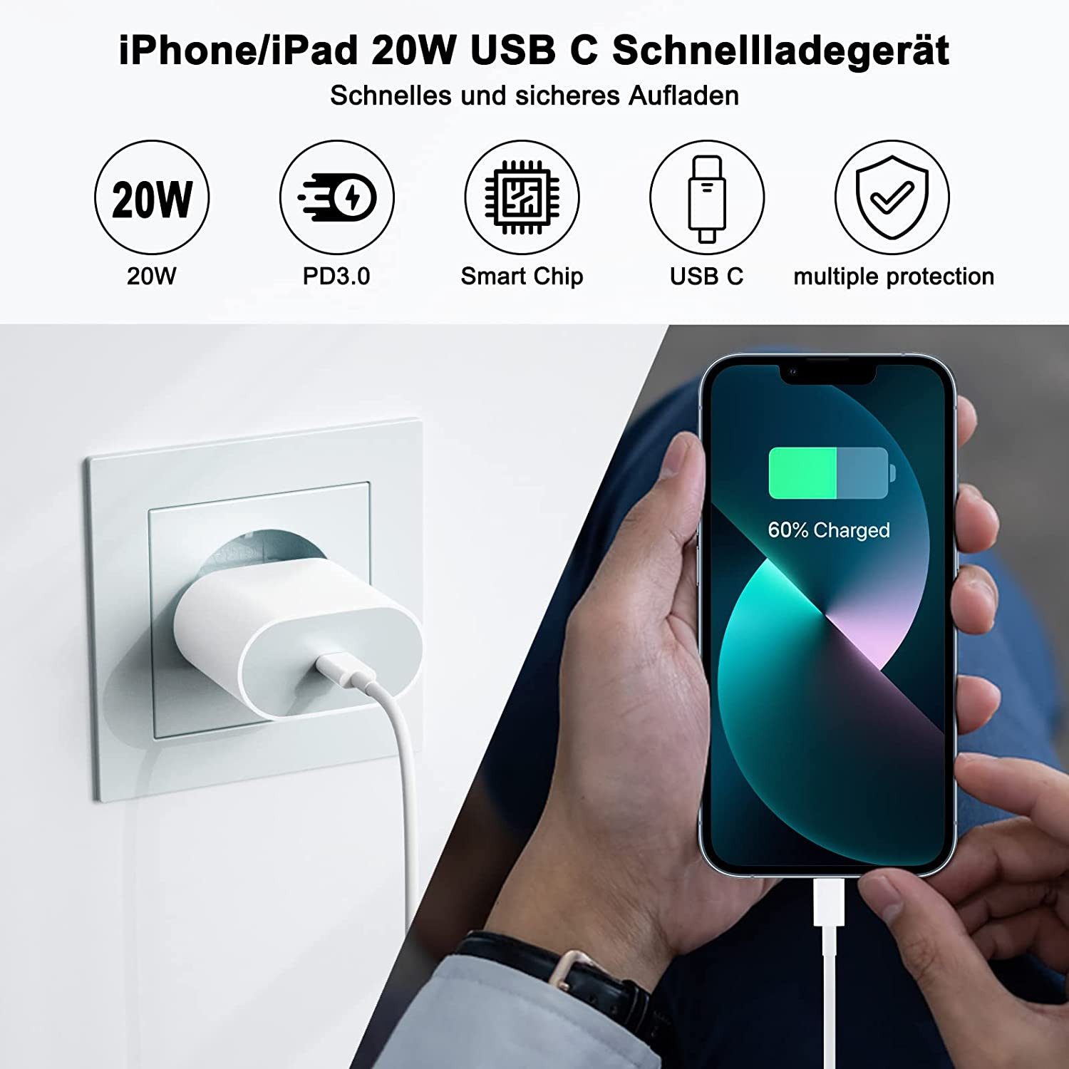 OLi 25W USB C Netzteil Adapter für iPhone,Pad, Samsung Galaxy Ladegerät Handy-Netzteile (Power Adapter Schnelladegerät)