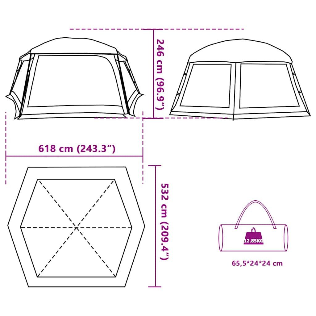 vidaXL Faltzelt Poolzelt mit abnehmbarem Überzelt Netzwänden Meergrün 618x532cm, (1 tlg)