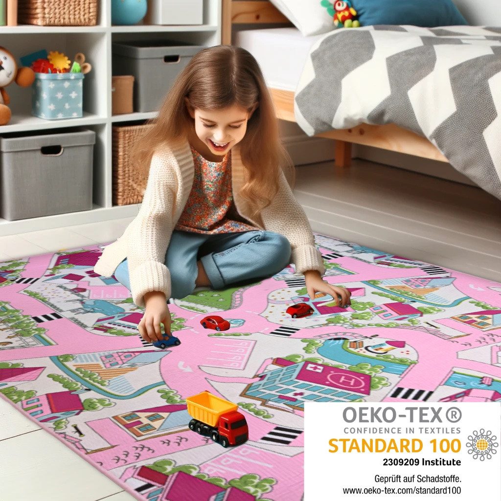 Entrando Kinderteppich Spielteppich Straße Stadt für günstig online kaufen