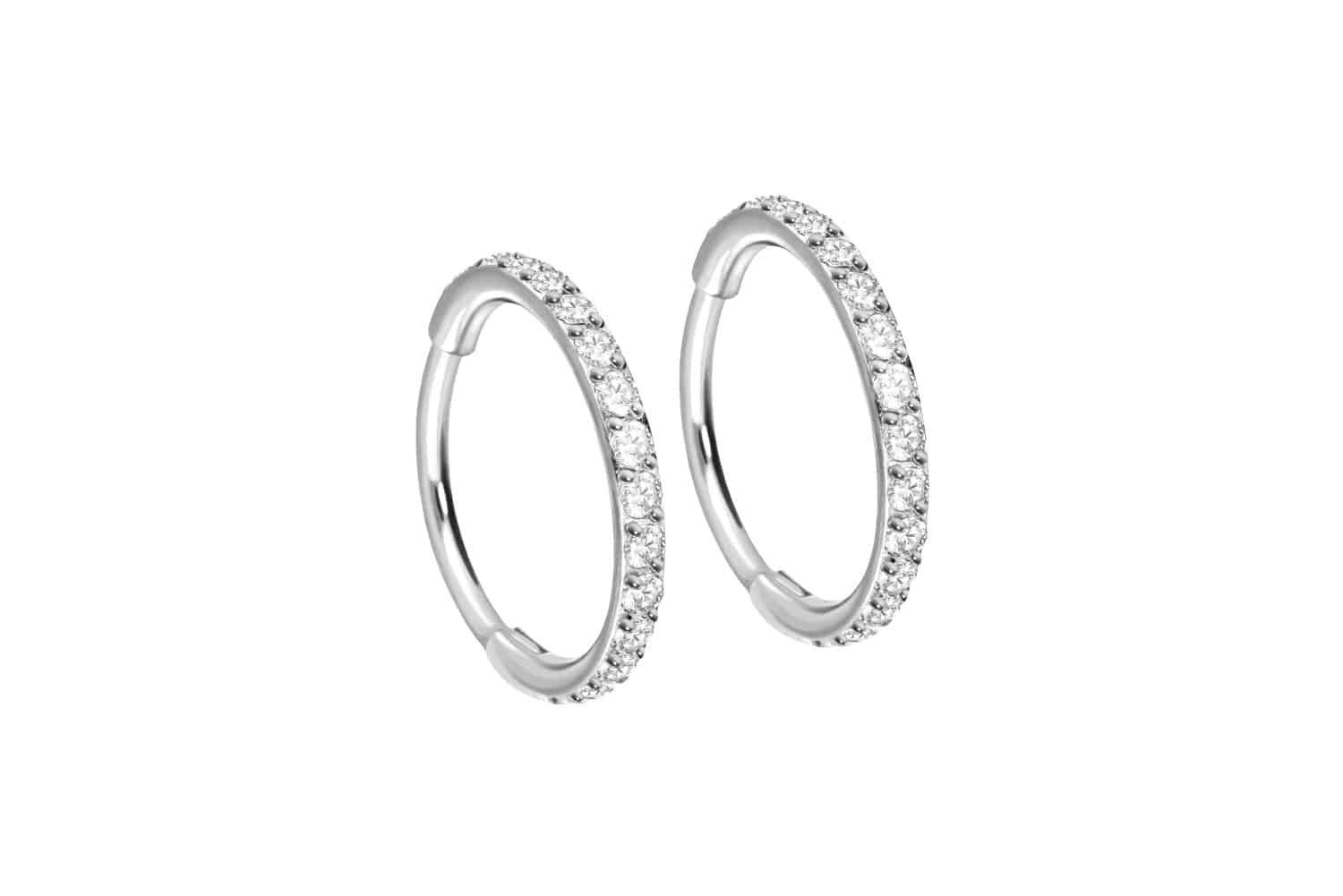 FILANGO Paar Creolen Titan Ohrclicker Creolen EINGEFASSTE KRISTALLE (Creolen, 1-tlg)