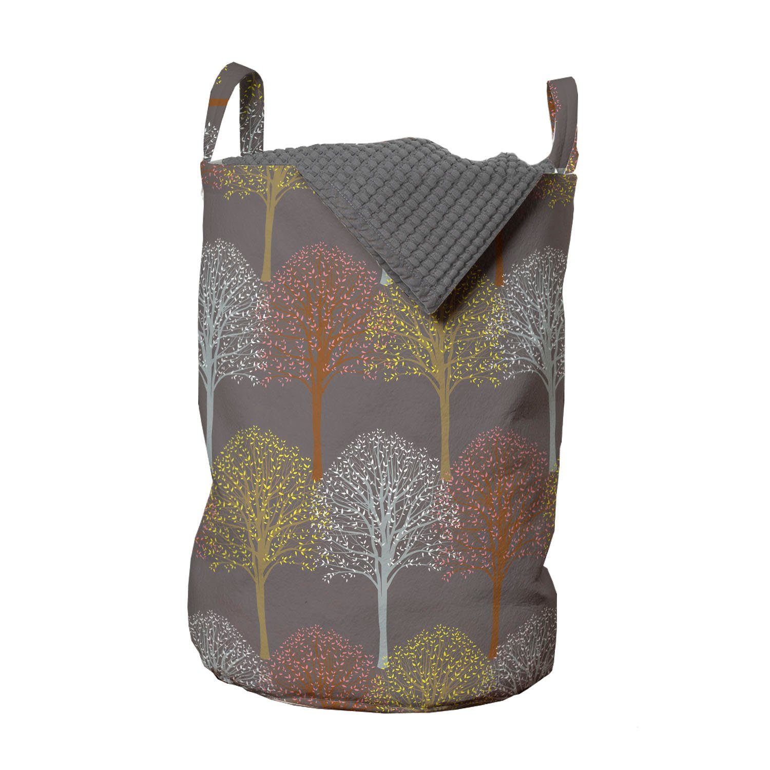 Abakuhaus Wäschesäckchen Wäschekorb mit Griffen Kordelzugverschluss für Waschsalons, Wald Pastellkunst Waldbäume
