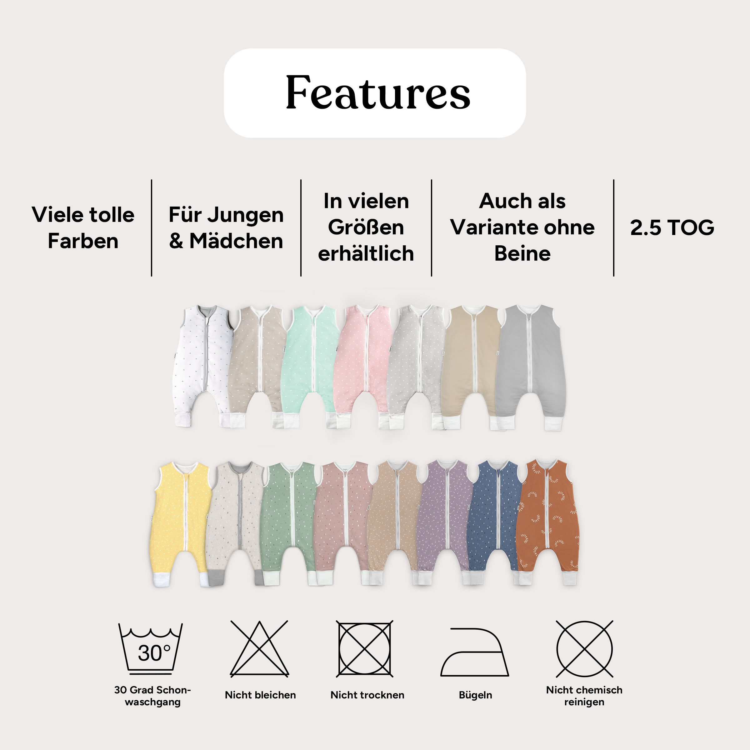 Ehrenkind Babyschlafsack Schlafsack mit Füßen 2.5 TOG, Bio-Baumwolle, Ganzjahr (Standard by OEKO-TEX, 100% Bio-Baumwolle, Ganzjahresschlafsack mit Beinen, 2.5 TOG), Baby Schlafsack, Schlafsack Baby