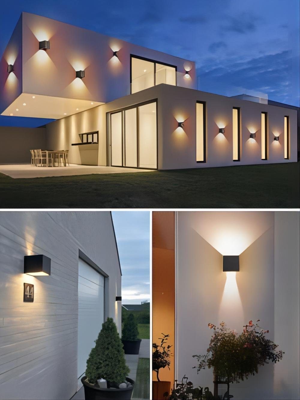 integriert, Esszimmern LED 7Magic Wandleuchte Wandleuchten Auf Warmweiß, Wohnzimmern, LED Stücke LED fest Treppen, Küchen, Lichtstrahl, Schlafzimmern, Fluren, für 12W ab Innen/Außen Einstellbarer und Wandlampe, 8