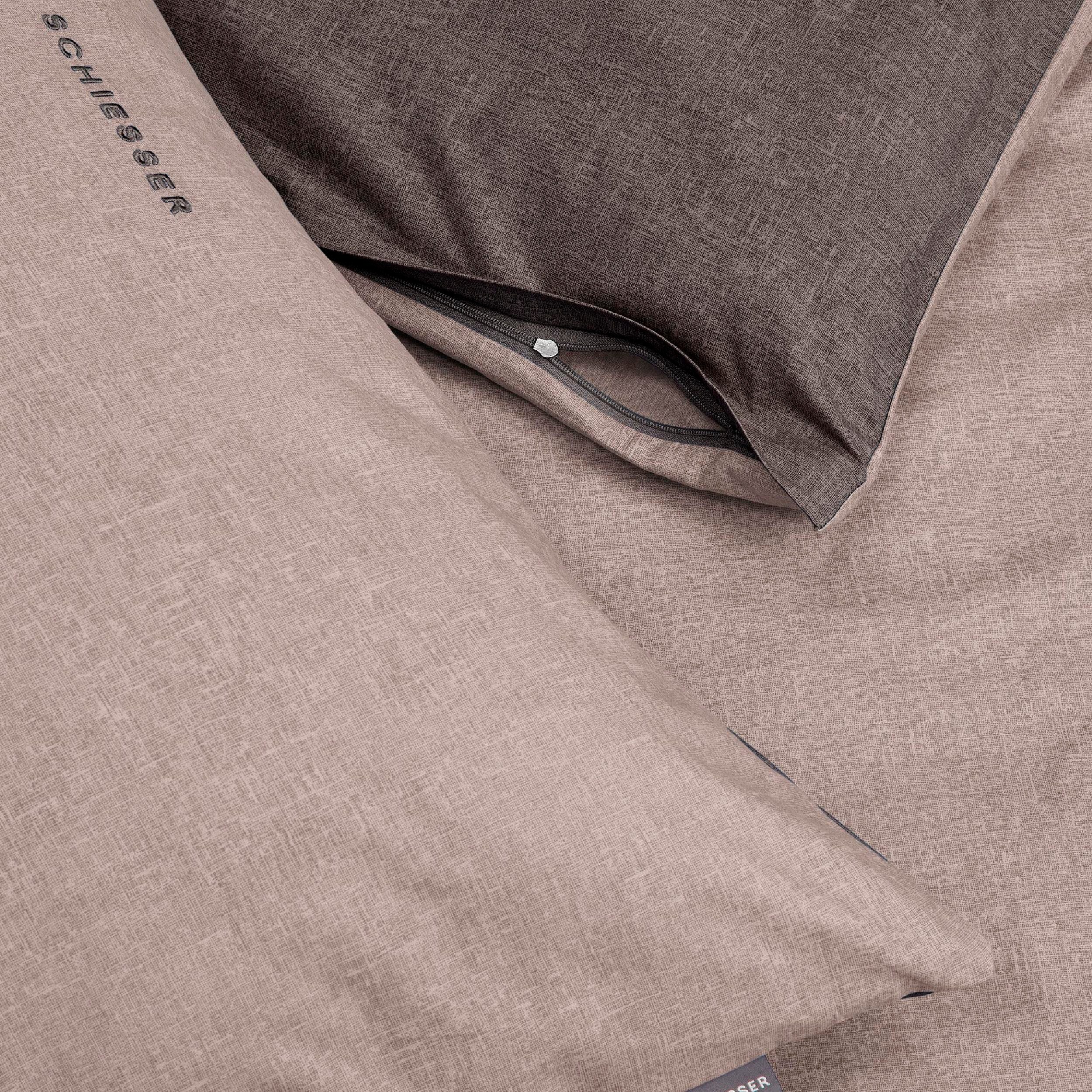 Schiesser Kissenhüllen Doubleface aus weicher Baumwolle mit edlem Melangeeffekt in Wendeoptik, (2 Stück), Made in Green